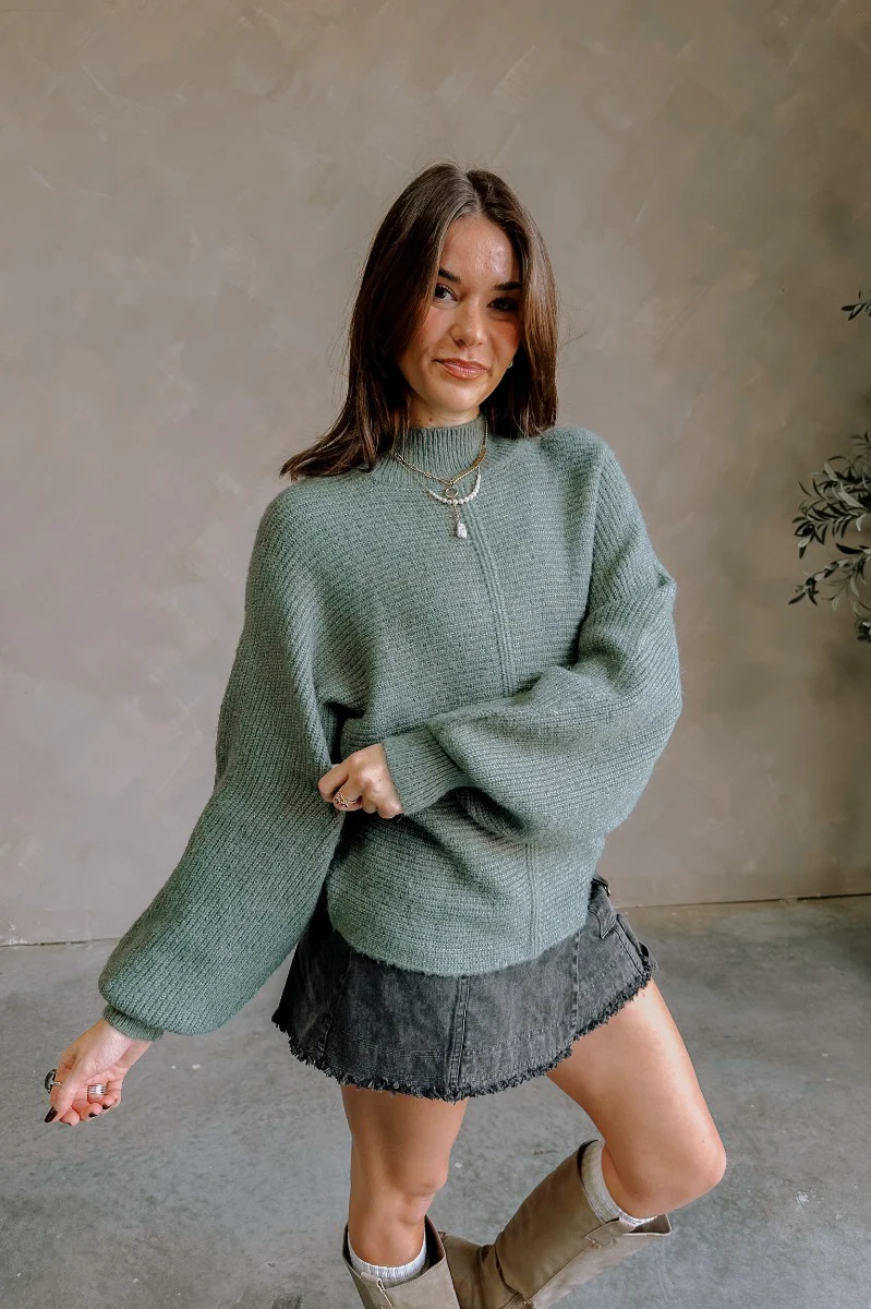 Elliott Green Mock Neck Sweater - Image 2