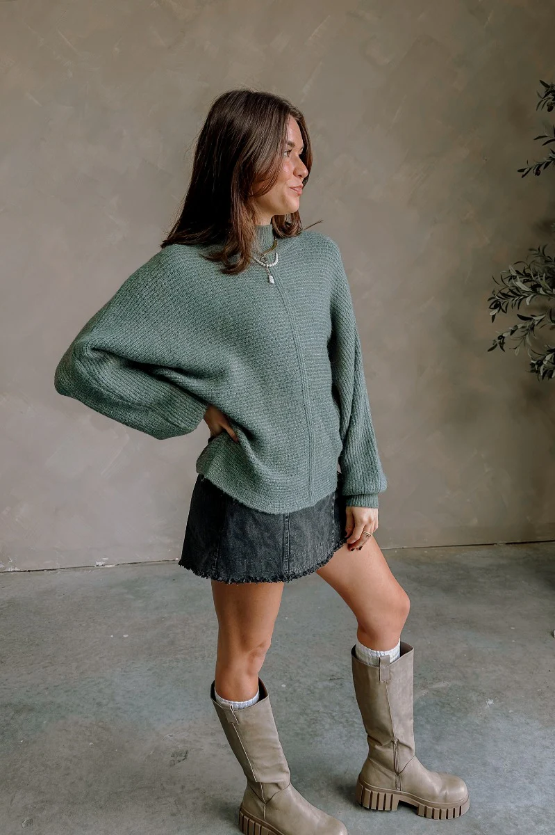 Elliott Green Mock Neck Sweater - Image 5