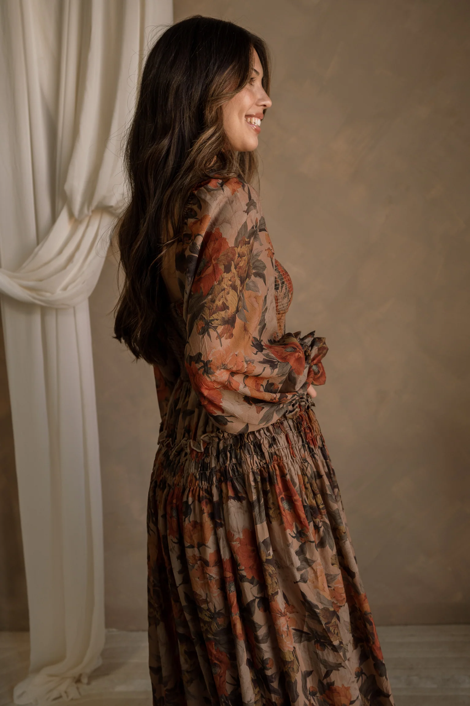Elodie Taupe Floral Maxi Dress - Image 8