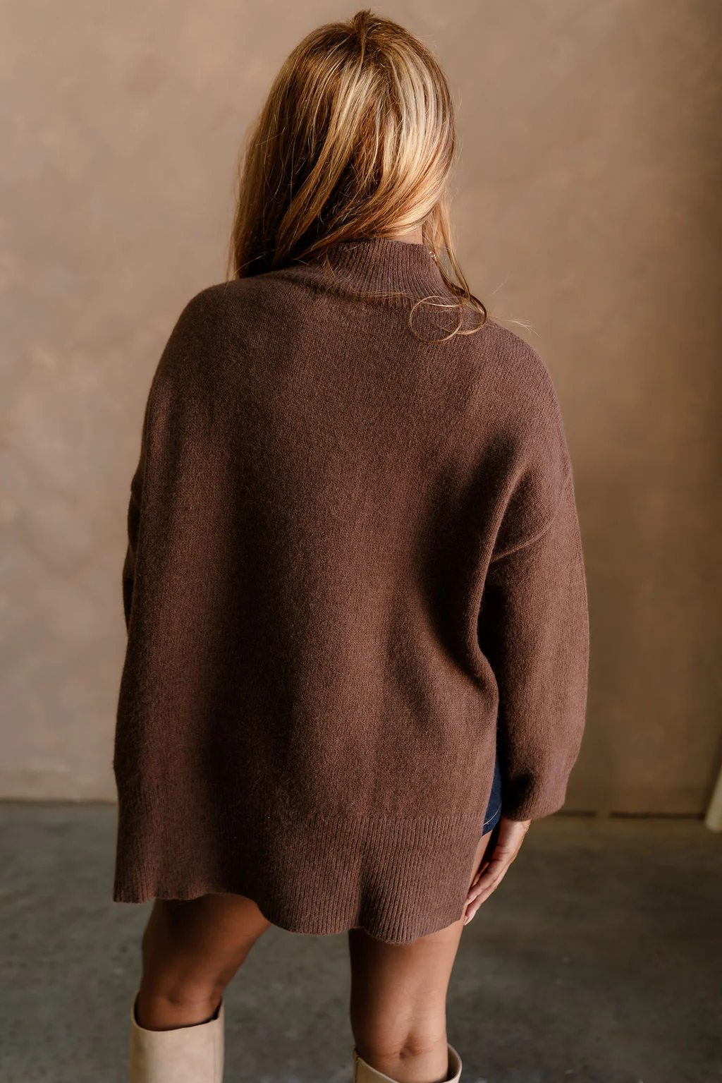 Elody Dark Brown Mock Neck Sweater - Image 8