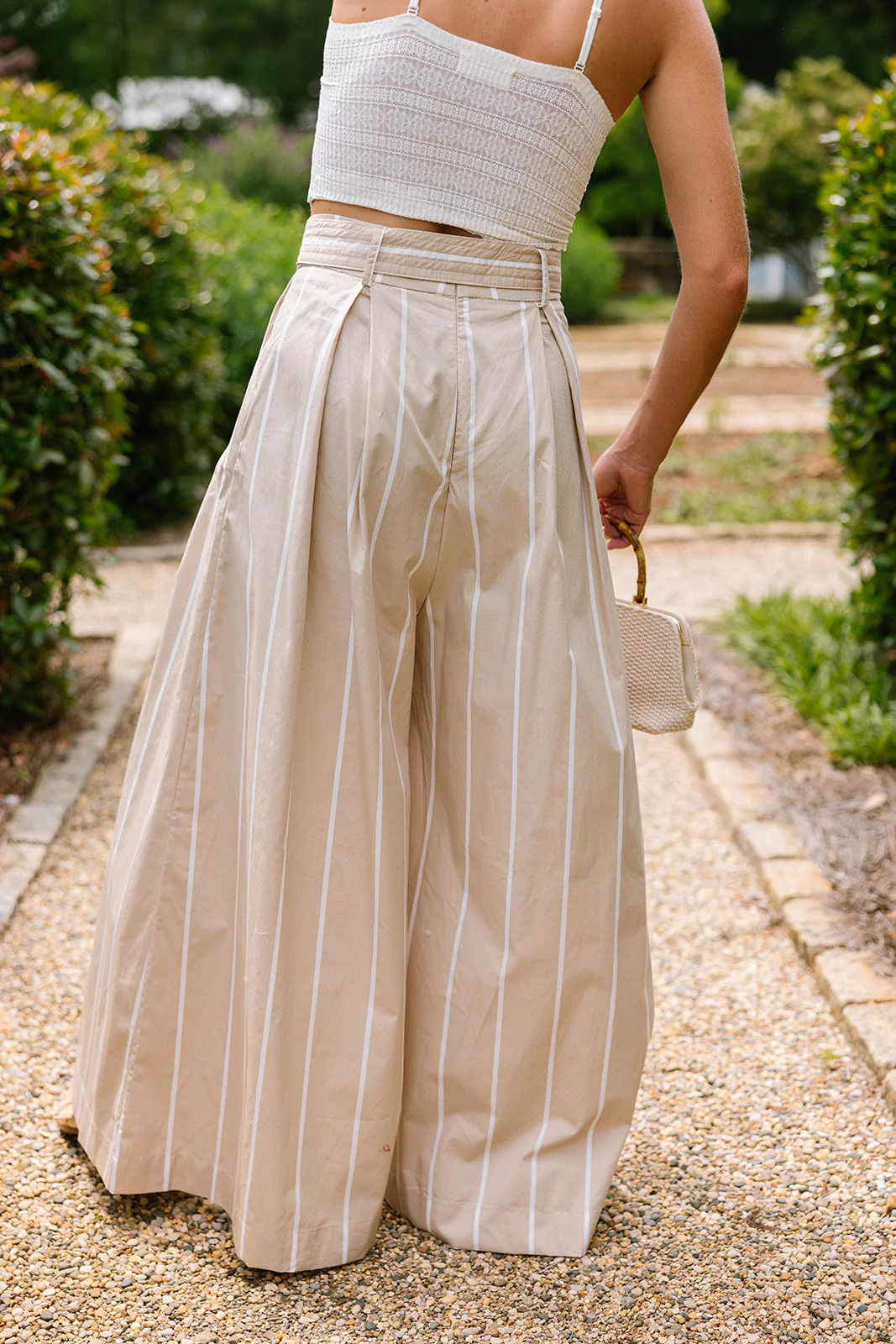 Elora Taupe & White Stripe Wide Leg Pants - Image 4