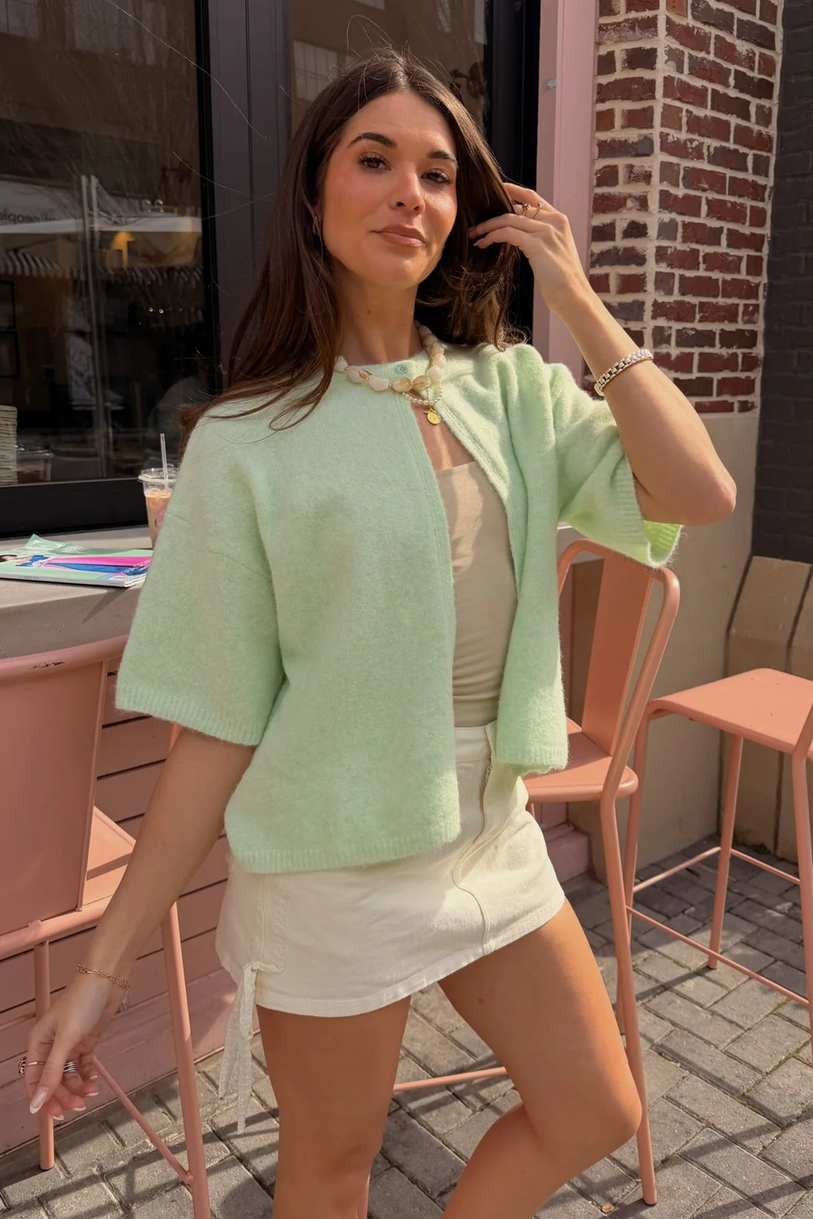 Elyse Mint Green Short Sleeve Cardigan
