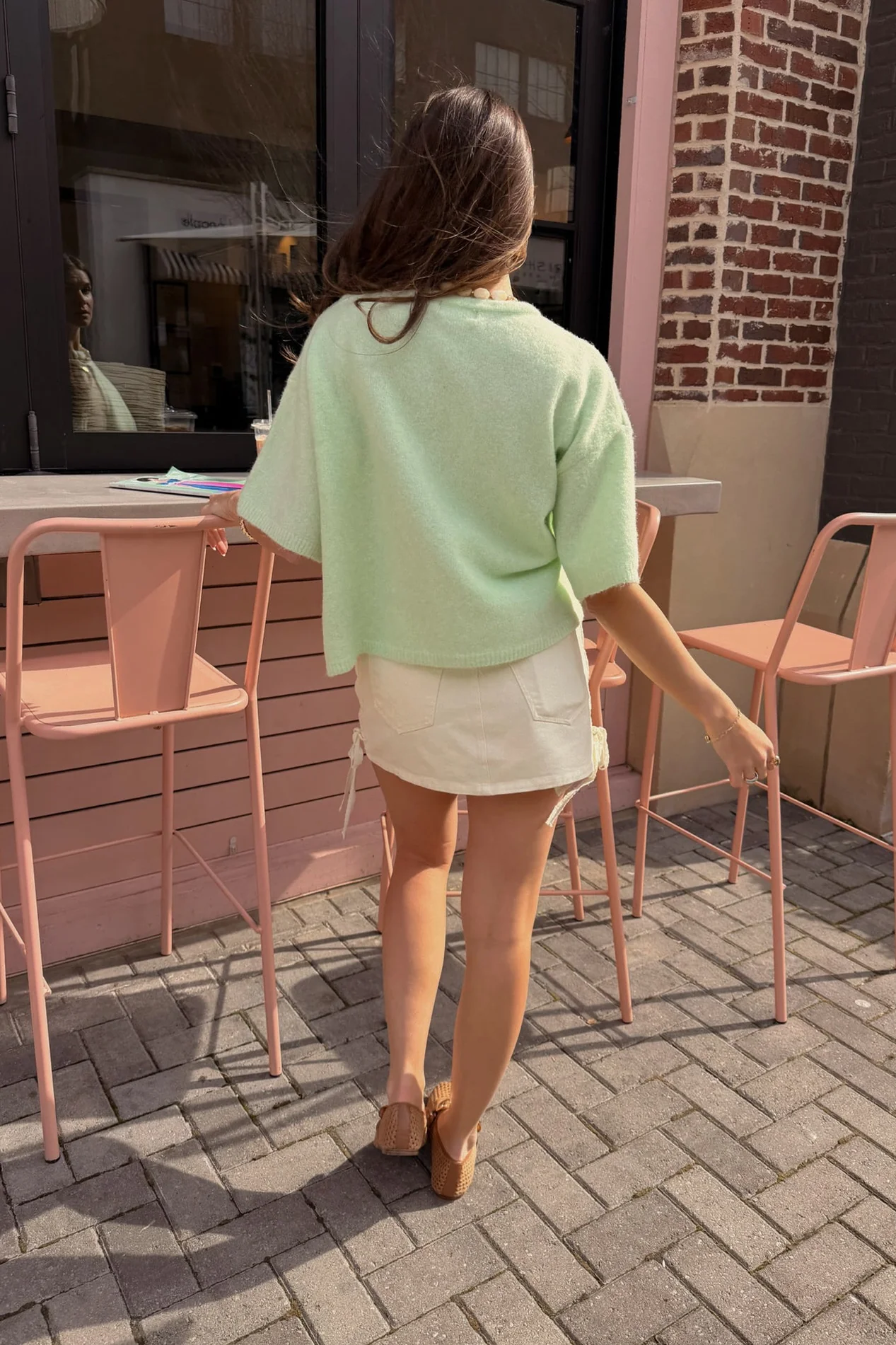 Elyse Mint Green Short Sleeve Cardigan - Image 3