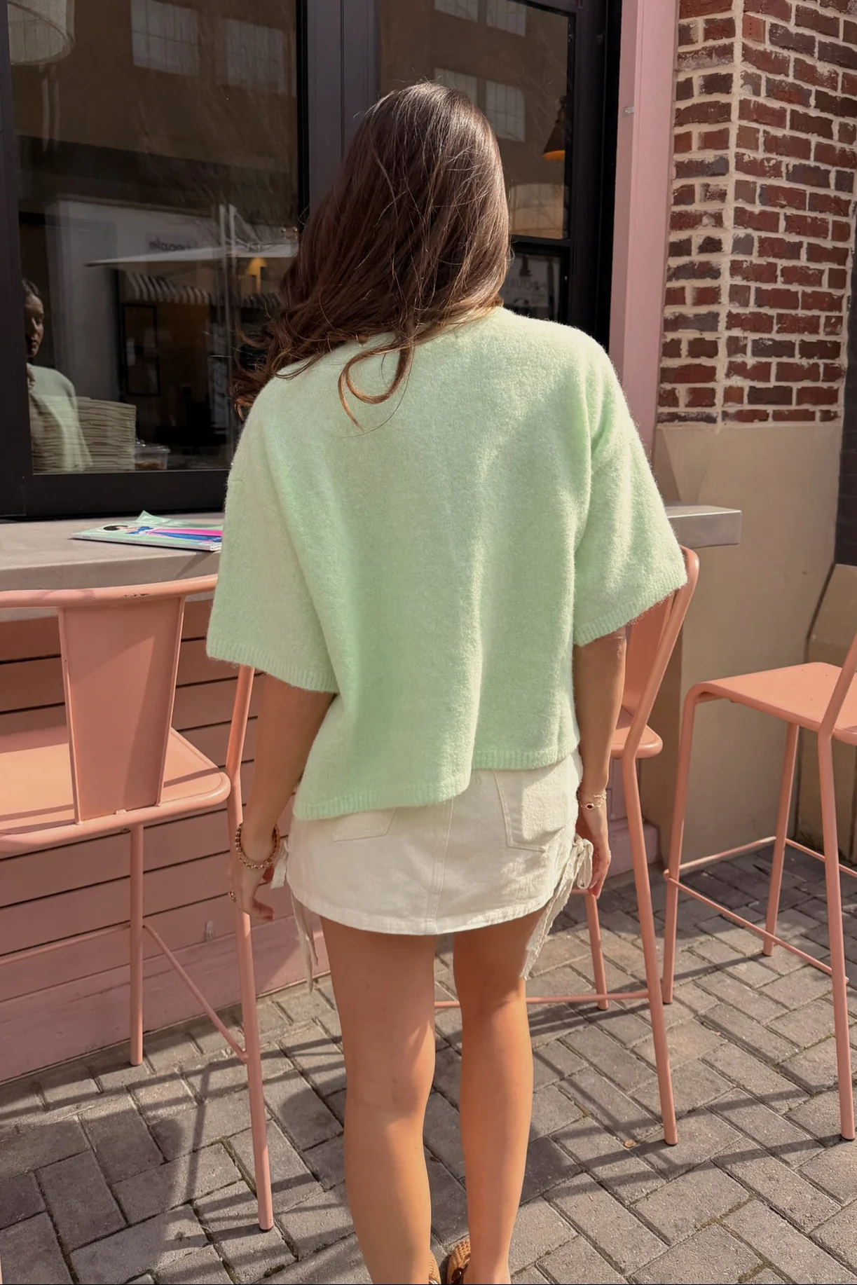 Elyse Mint Green Short Sleeve Cardigan - Image 5