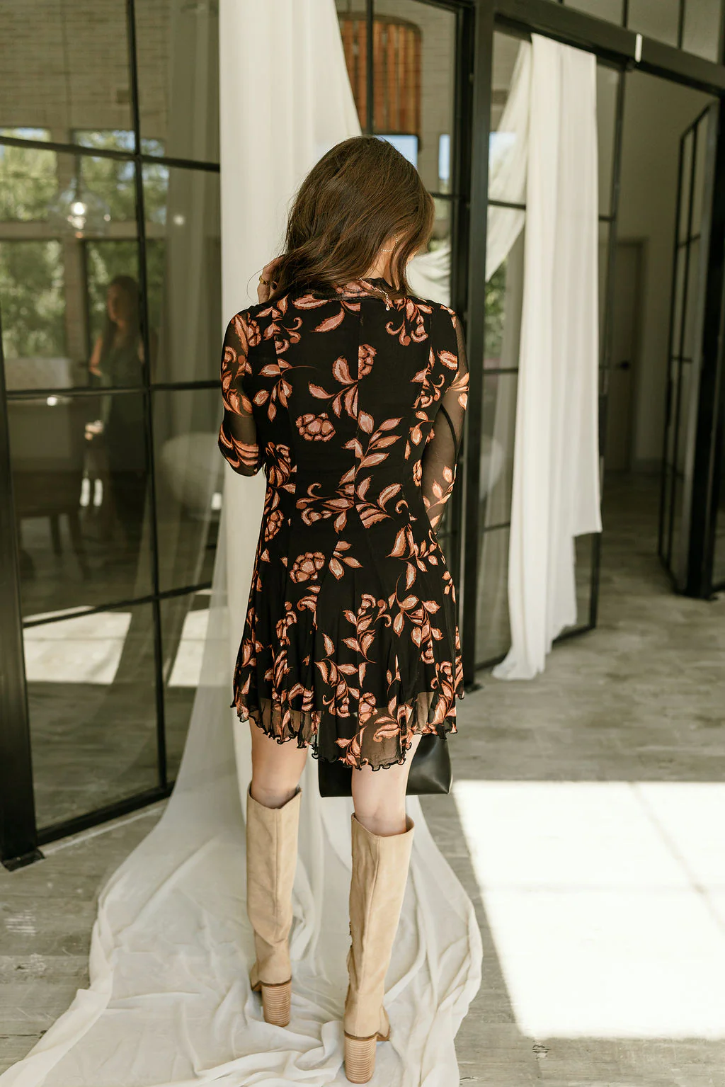 Ember Black & Rust Floral Mini Dress - Image 10
