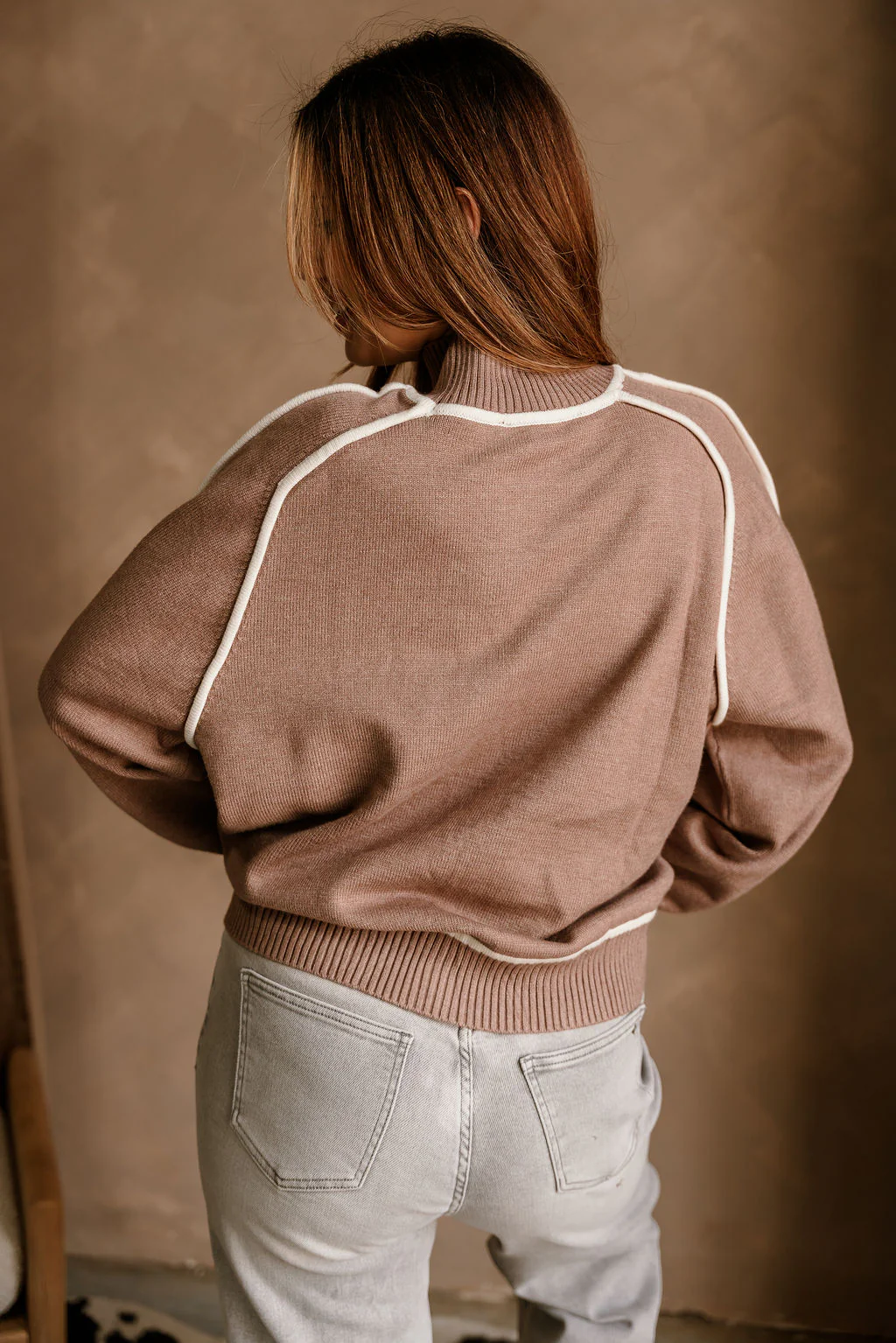 Ember Brown & Cream Knit Sweater - Image 4