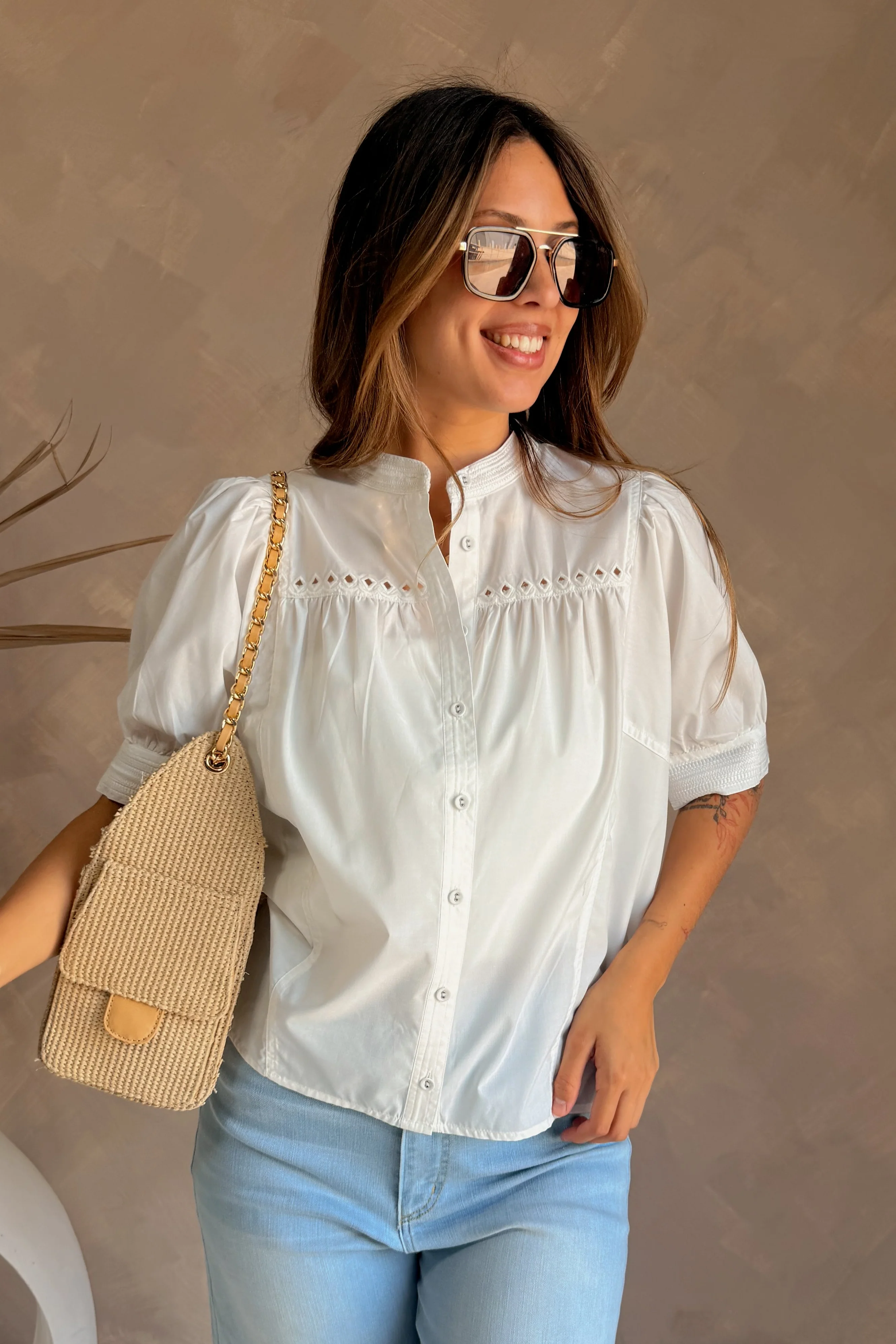 Emelie White Puff Sleeve Top - Image 5