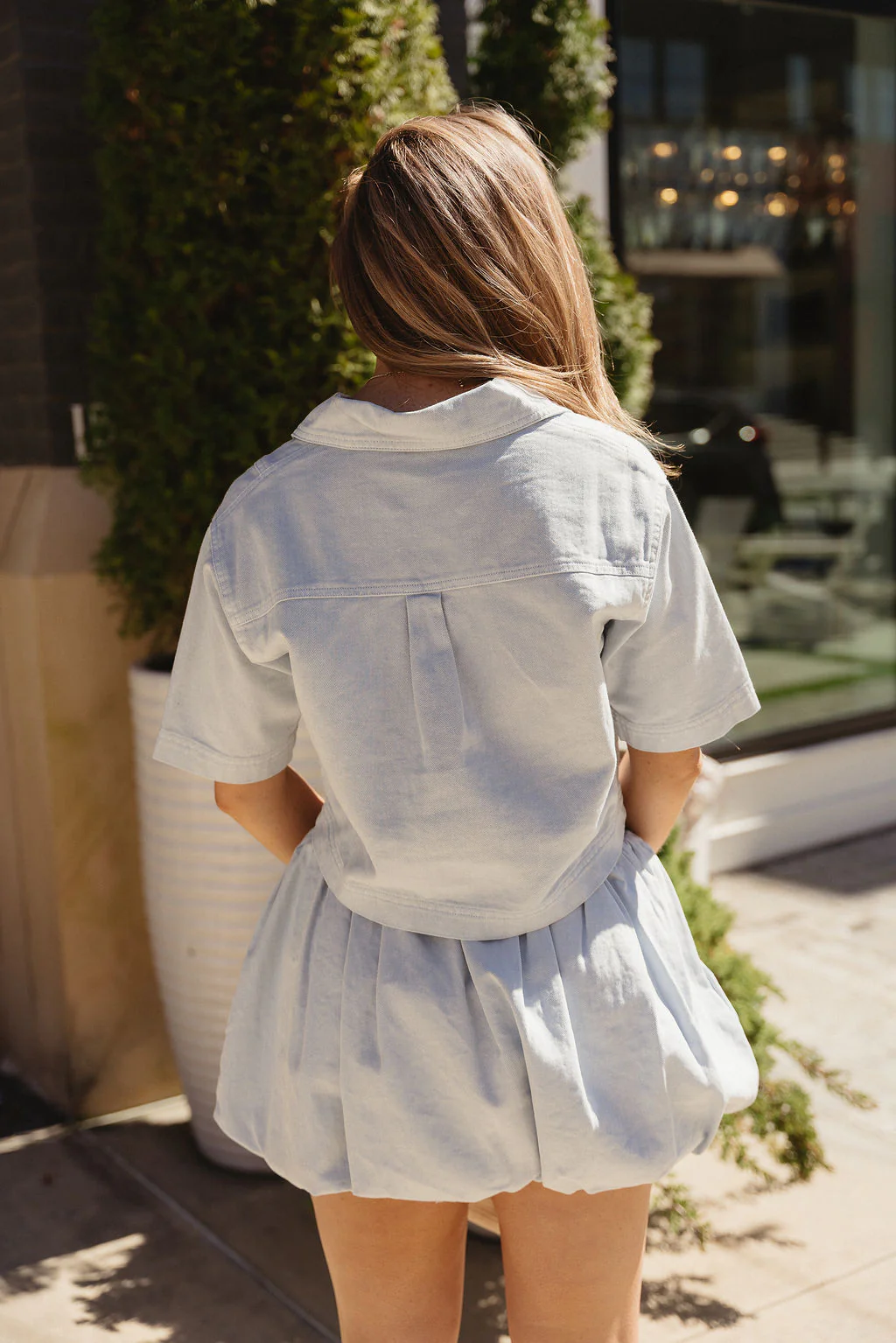 Emerson Light Blue Denim Bubble Skirt - Image 4