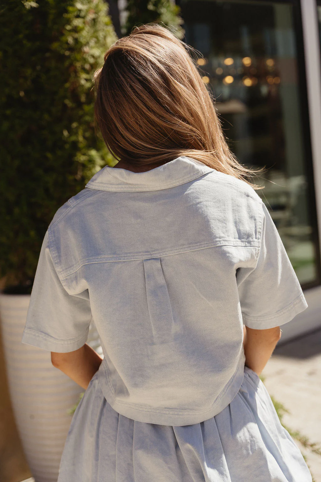 Emerson Light Blue Denim Cropped Top - Image 4