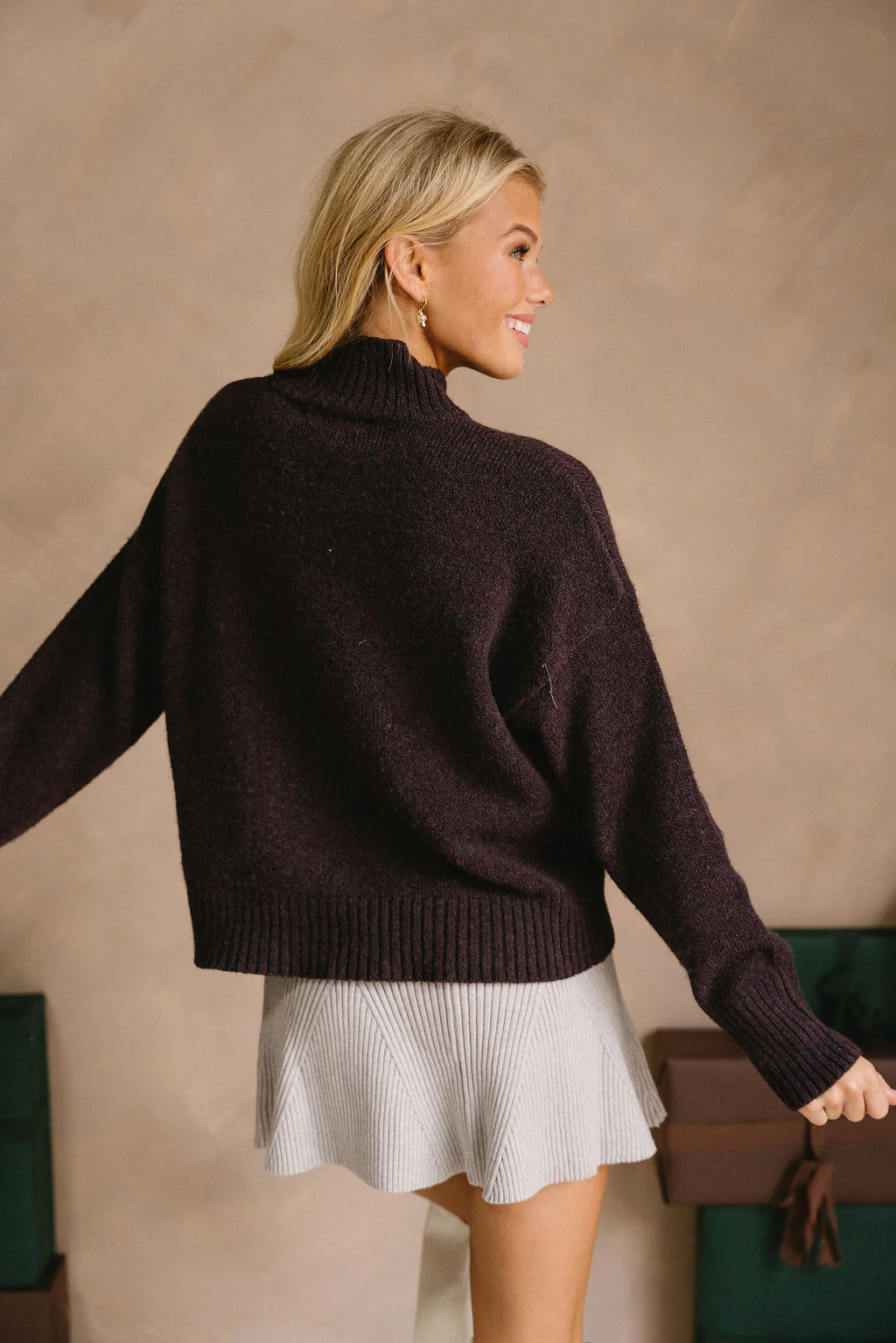 Emersyn Dark Plum Mock Neck Sweater - Image 7
