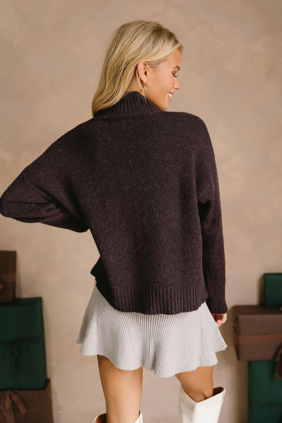 Emersyn Dark Plum Mock Neck Sweater - Image 8