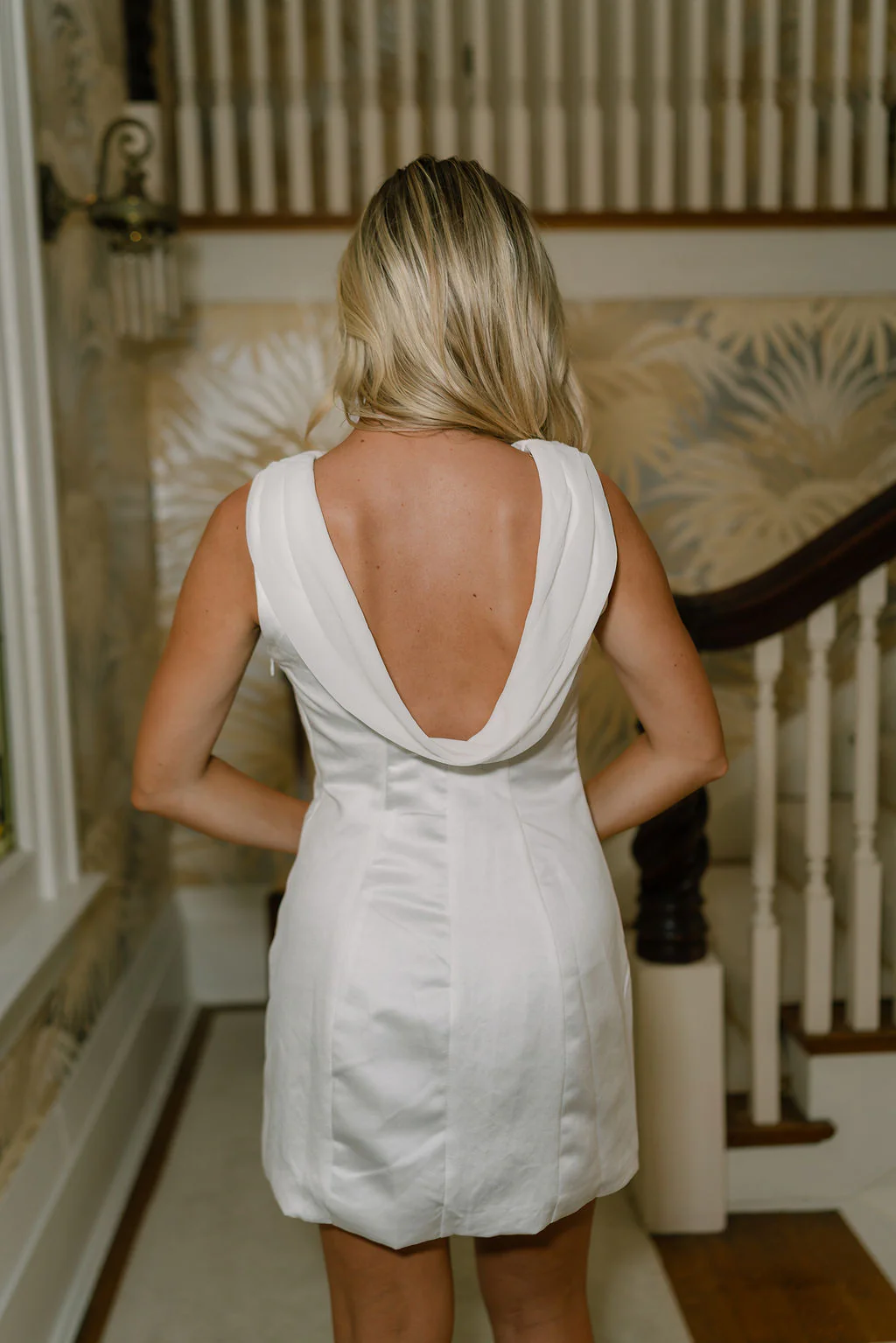 Emersyn White Satin Scarf Neck Mini Dress - Image 9