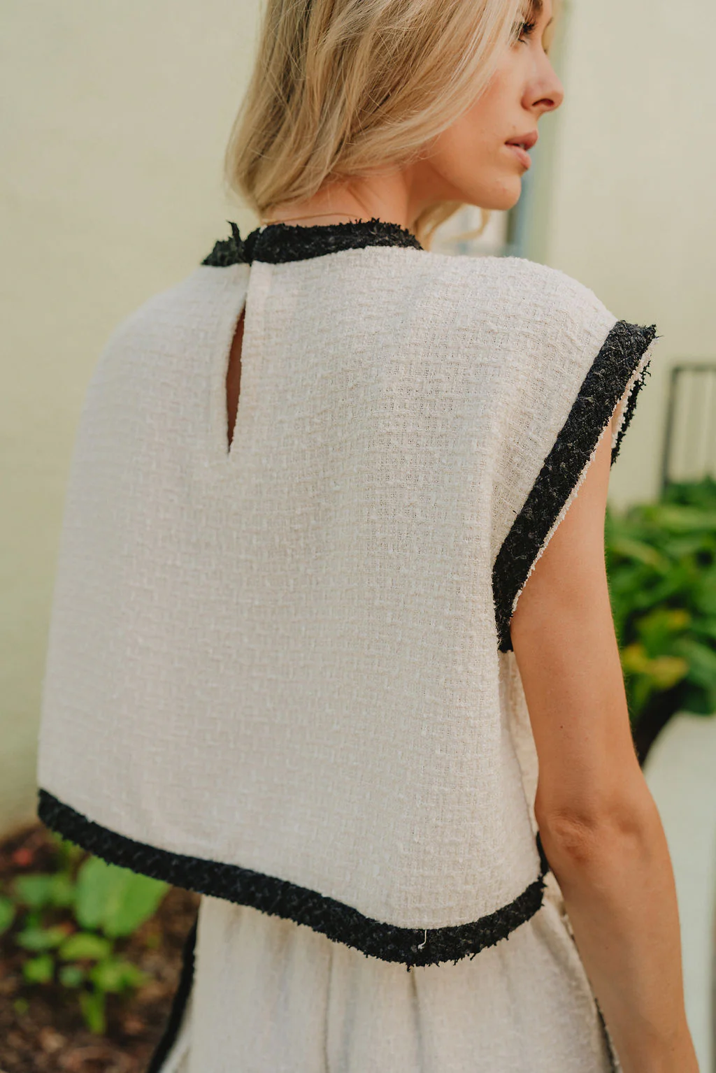 Emery Cream & Black Short Sleeve Top - Image 4