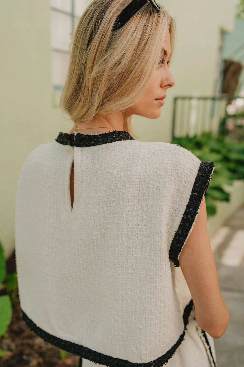 Emery Cream & Black Short Sleeve Top - Image 7