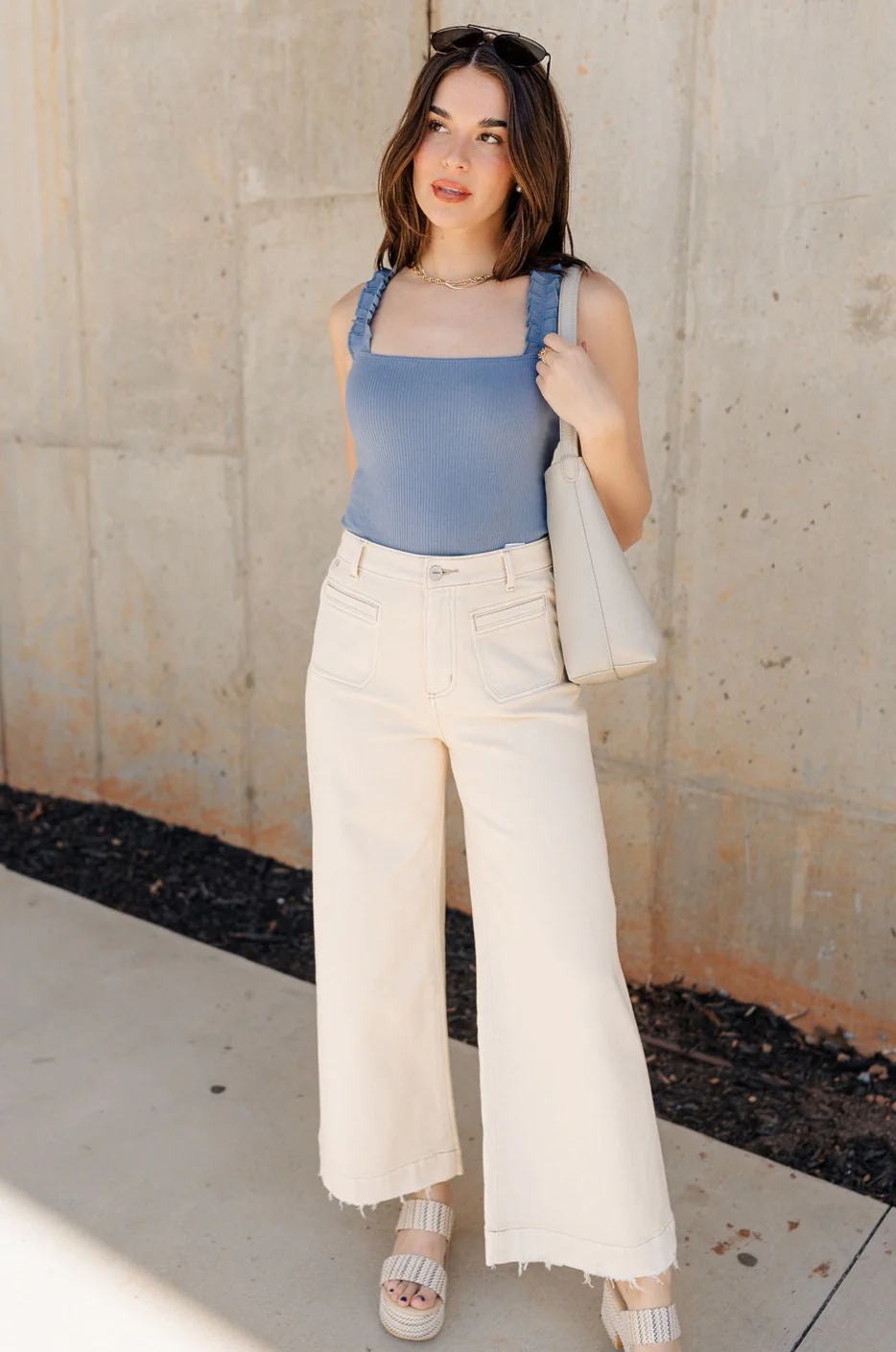 Emilia Grey Blue Ruffle Straps Bodysuit - Image 2