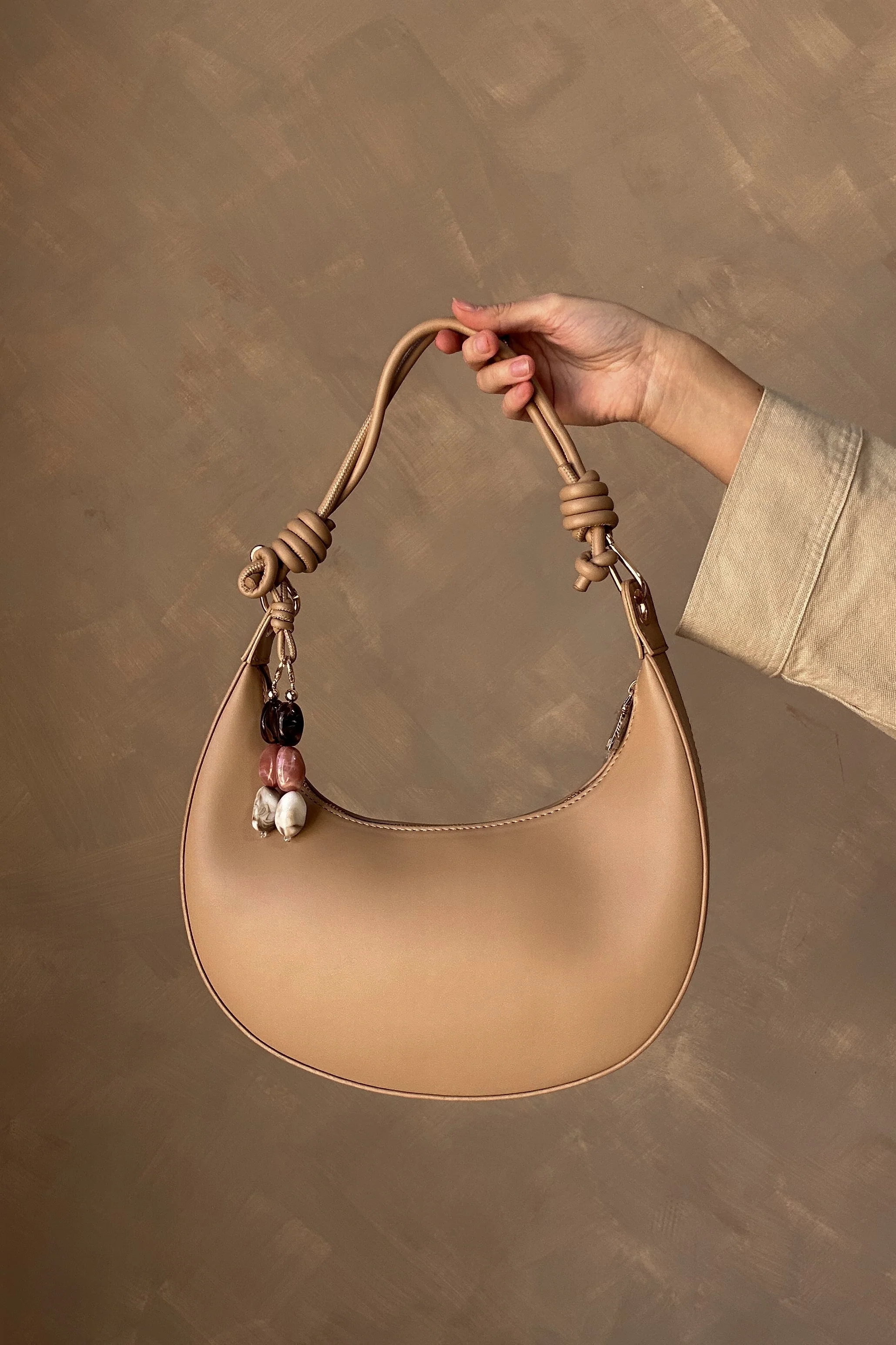 Emilia Natural & Multi Beads Shoulder Purse