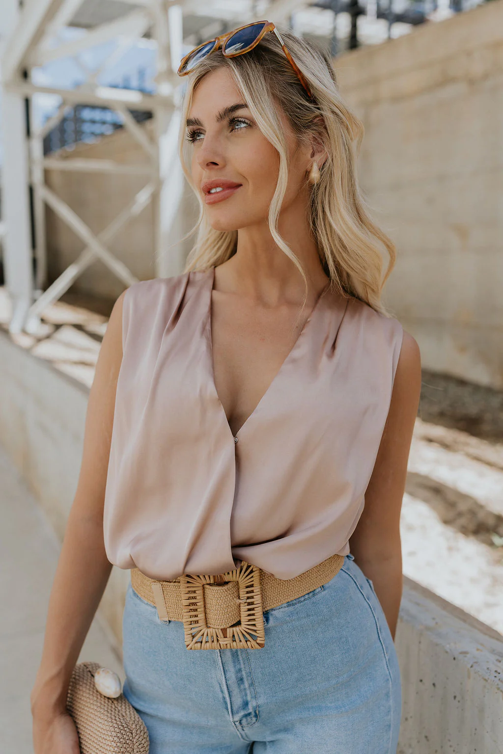 Emilia Satin Plunge Neckline Sleeveless Bodysuit - Image 8