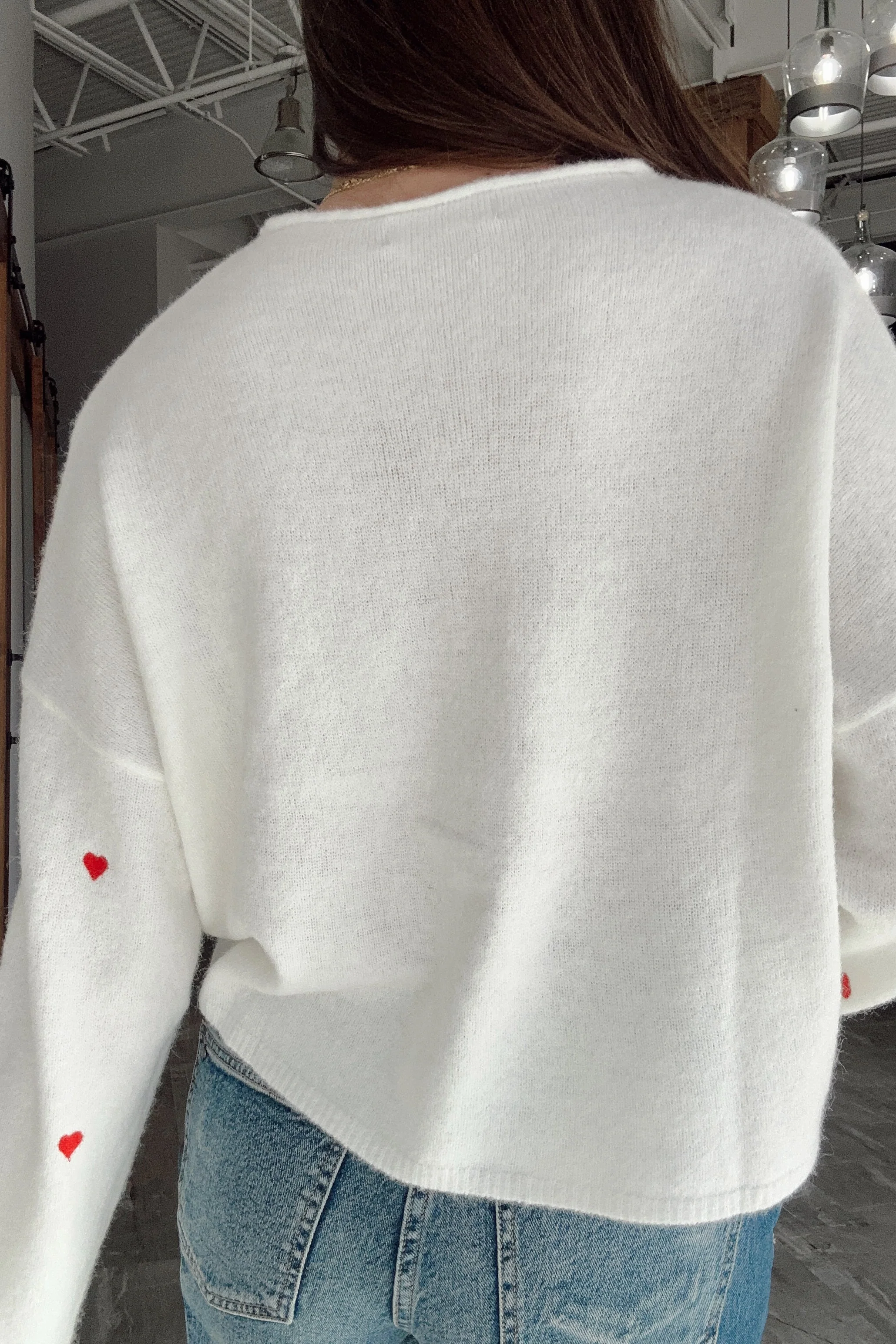 Emilia White & Red Hearts Cardigan - Image 4