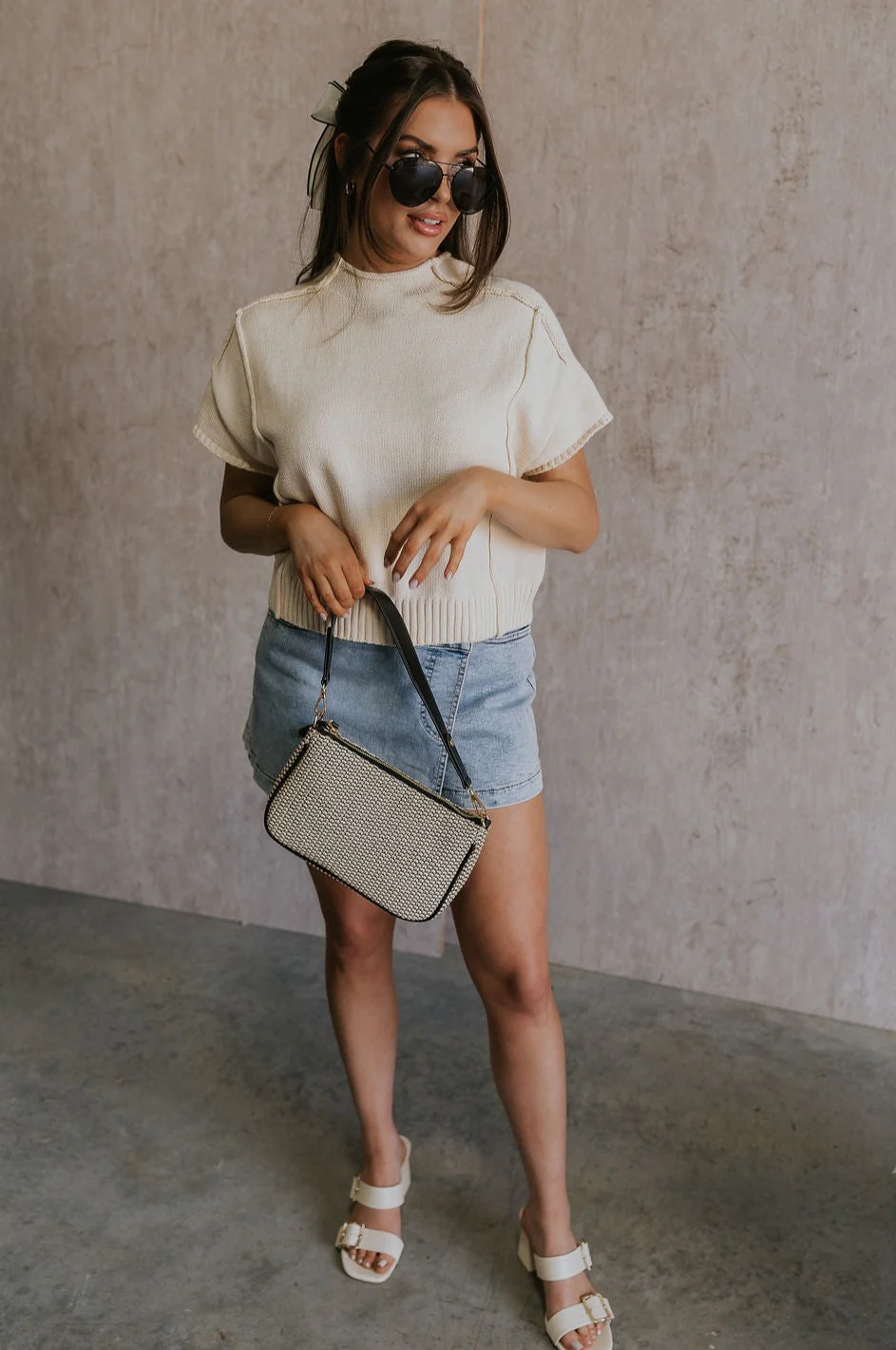 Emma Cream Knit Short Sleeve Top - Image 4