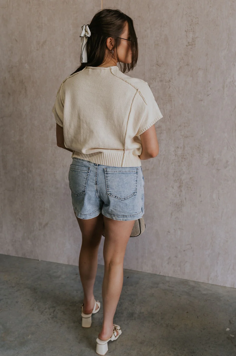 Emma Cream Knit Short Sleeve Top - Image 8