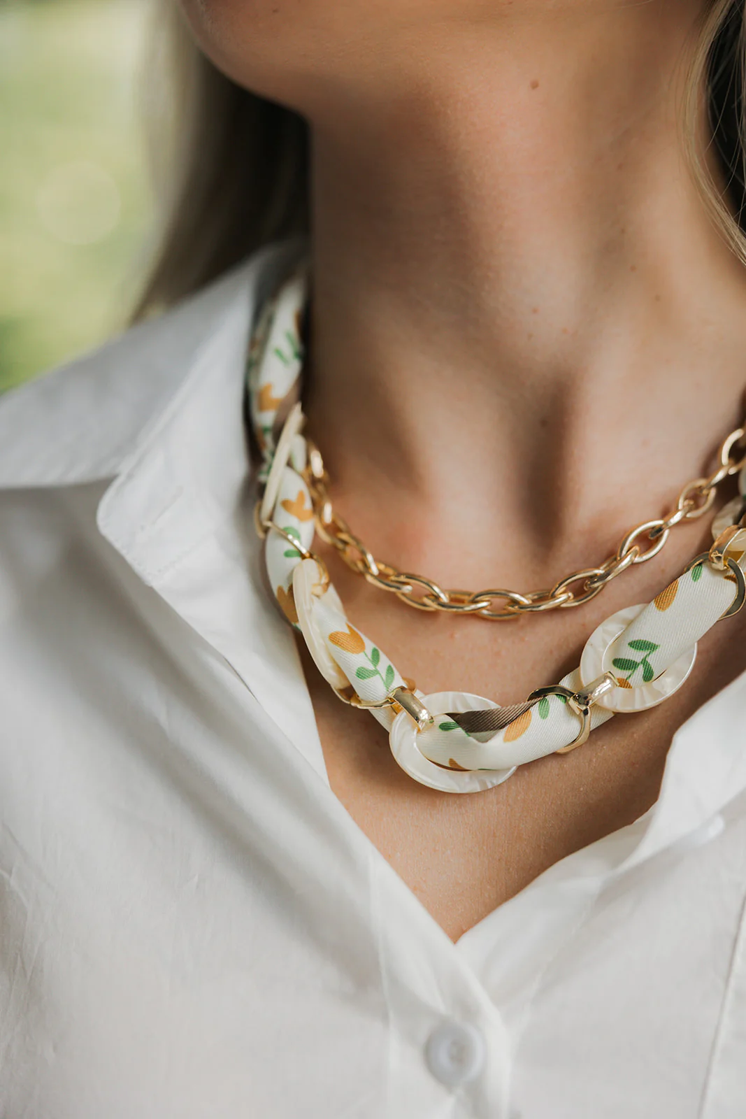 Emma Ivory Multi Floral Scarf Necklace - Image 4
