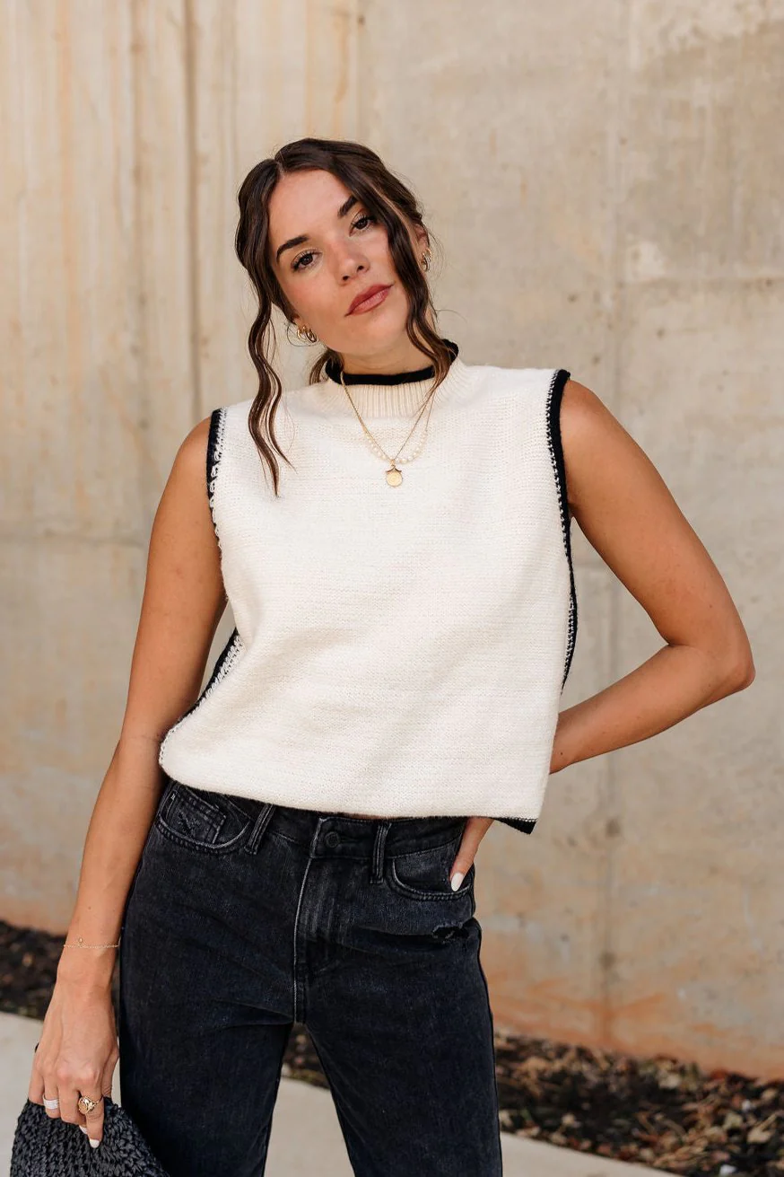 Erica Mock Neck Sleeveless Sweater