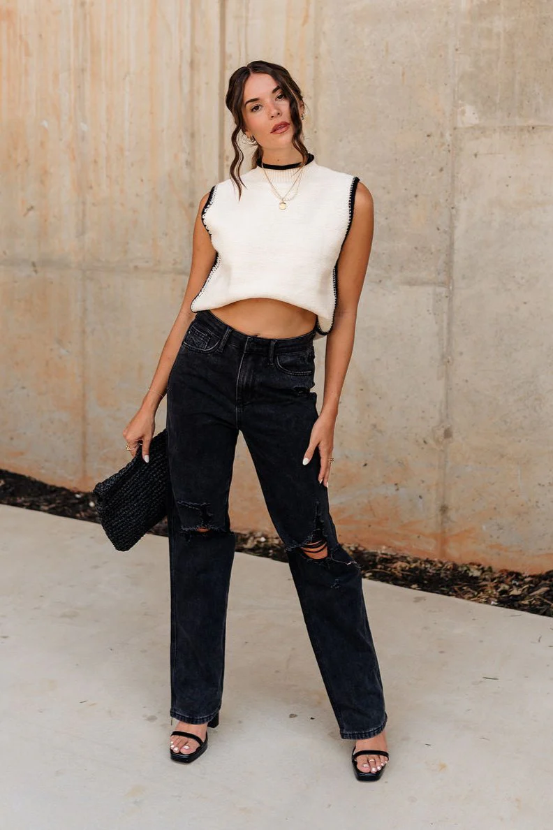 Erica Mock Neck Sleeveless Sweater - Image 3