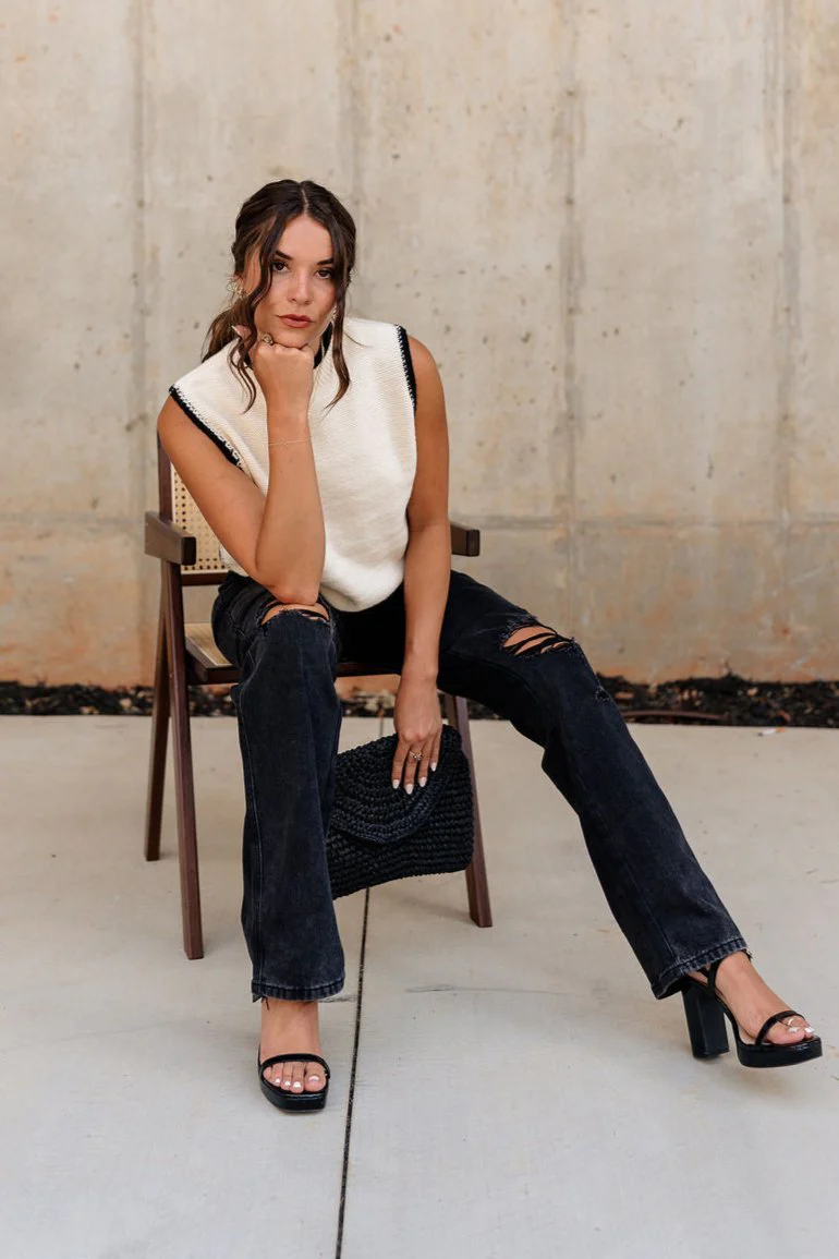 Erica Mock Neck Sleeveless Sweater - Image 5