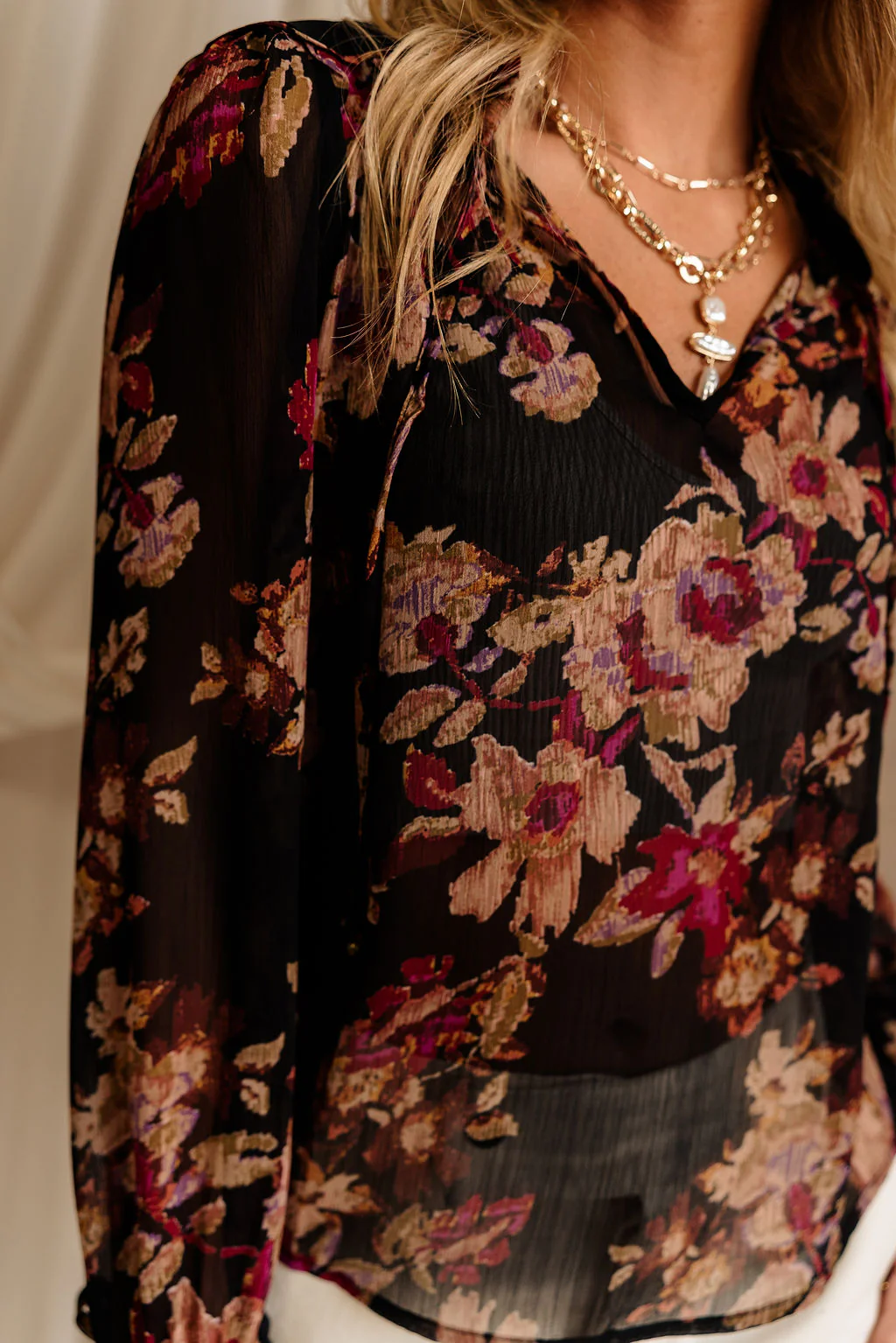 Esmeralda Sheer Black Floral Top - Image 4