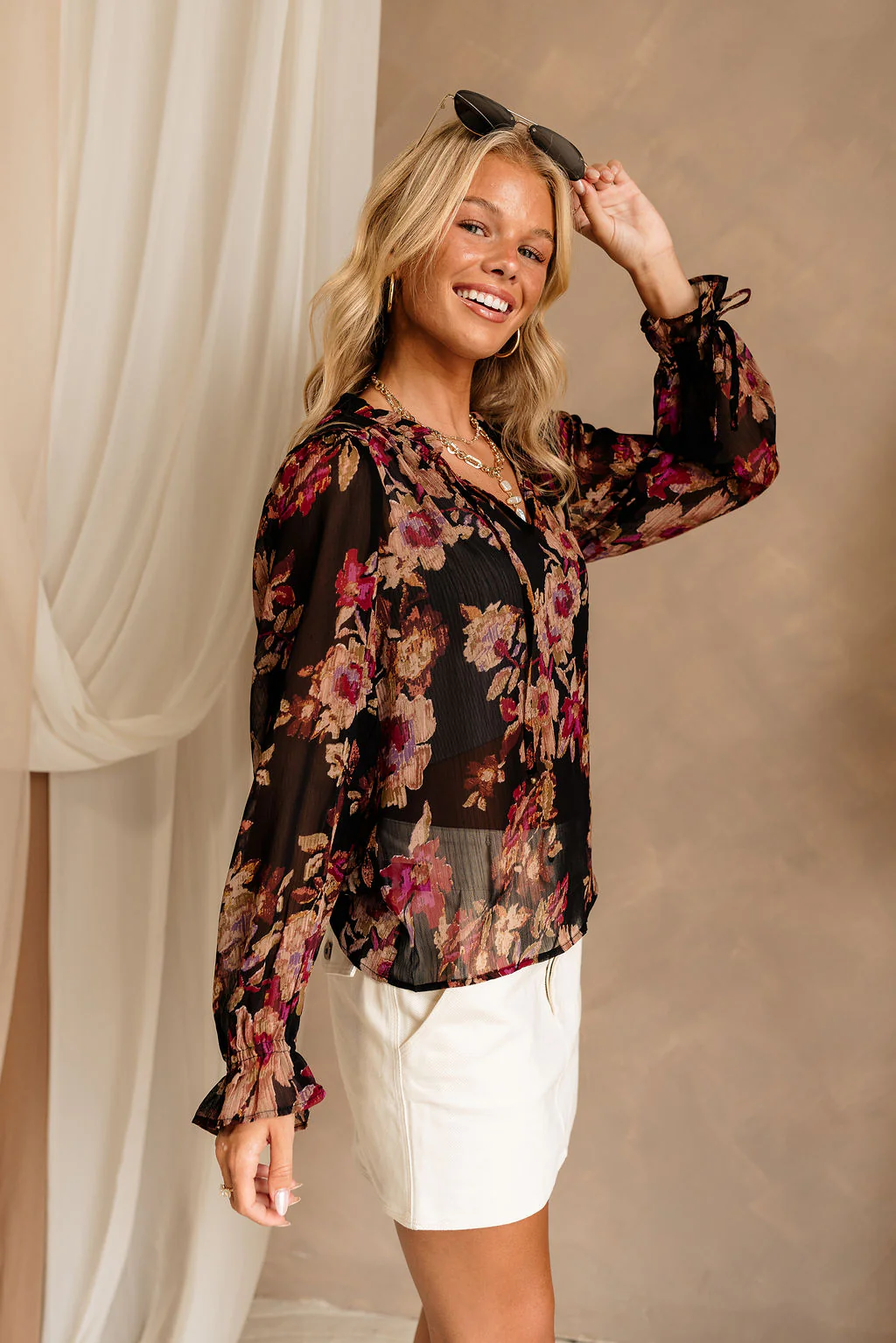 Esmeralda Sheer Black Floral Top - Image 5
