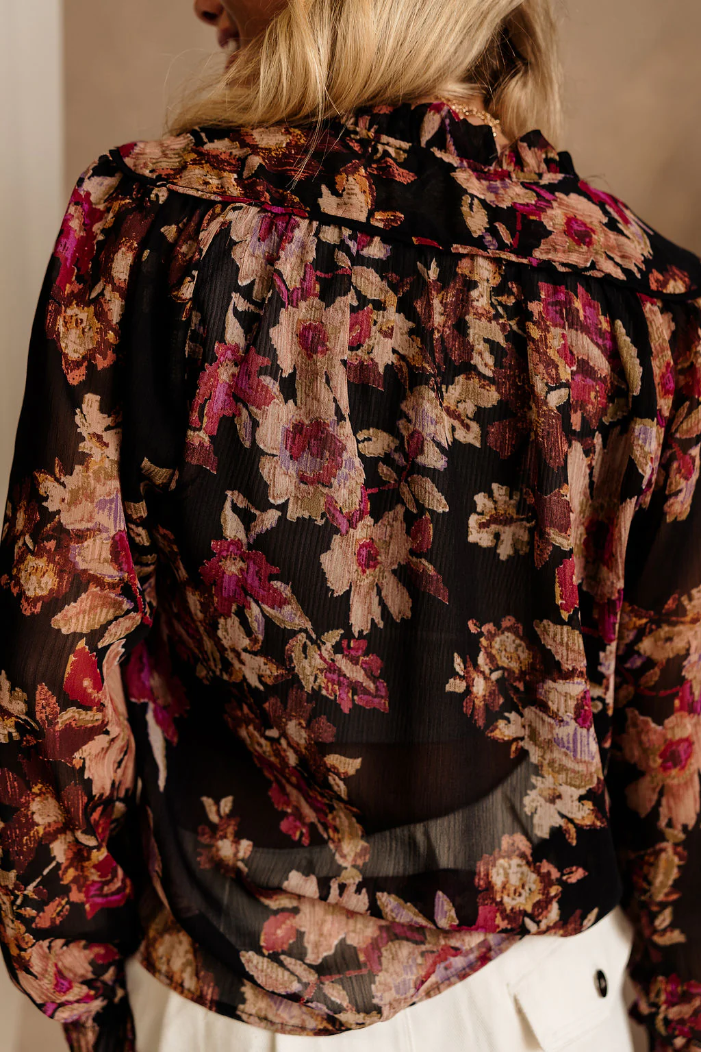 Esmeralda Sheer Black Floral Top - Image 7