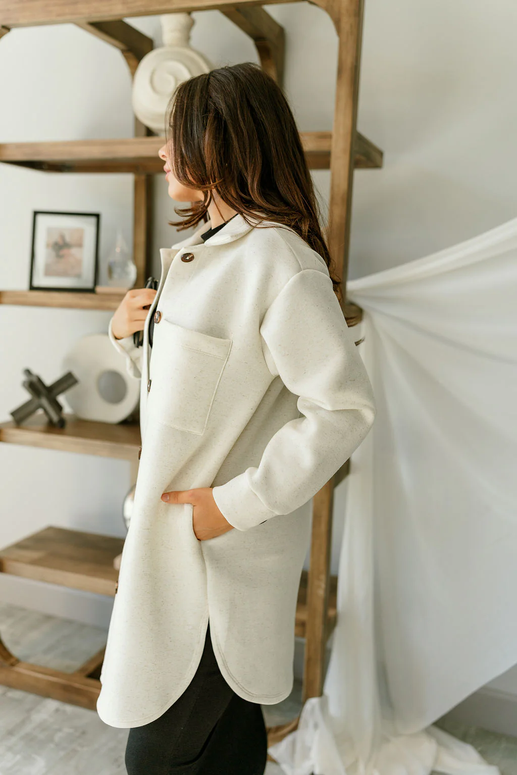 Penelope Oatmeal Button-Up Shacket - Image 3