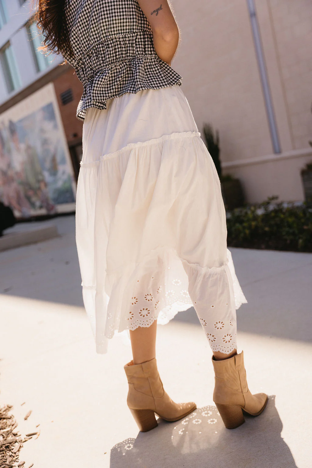Everlee White Eyelet Midi Skirt - Image 6