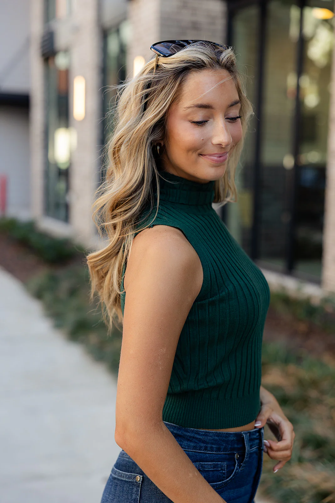 Evie Dark Green Ribbed Knit Tank - Image 6