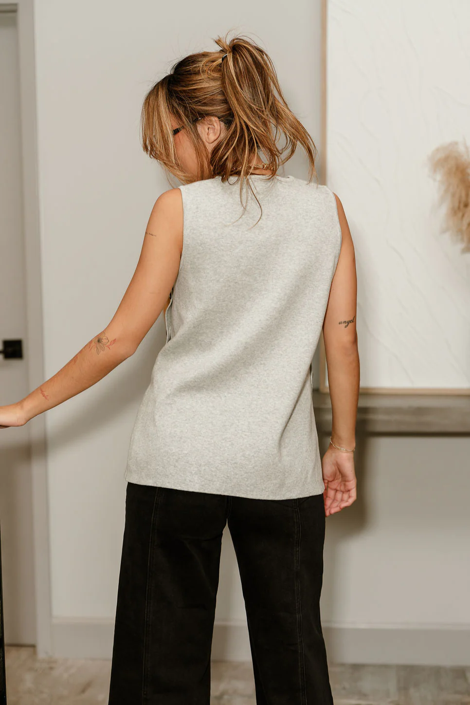 Evie Heather Grey Knit Top - Image 4