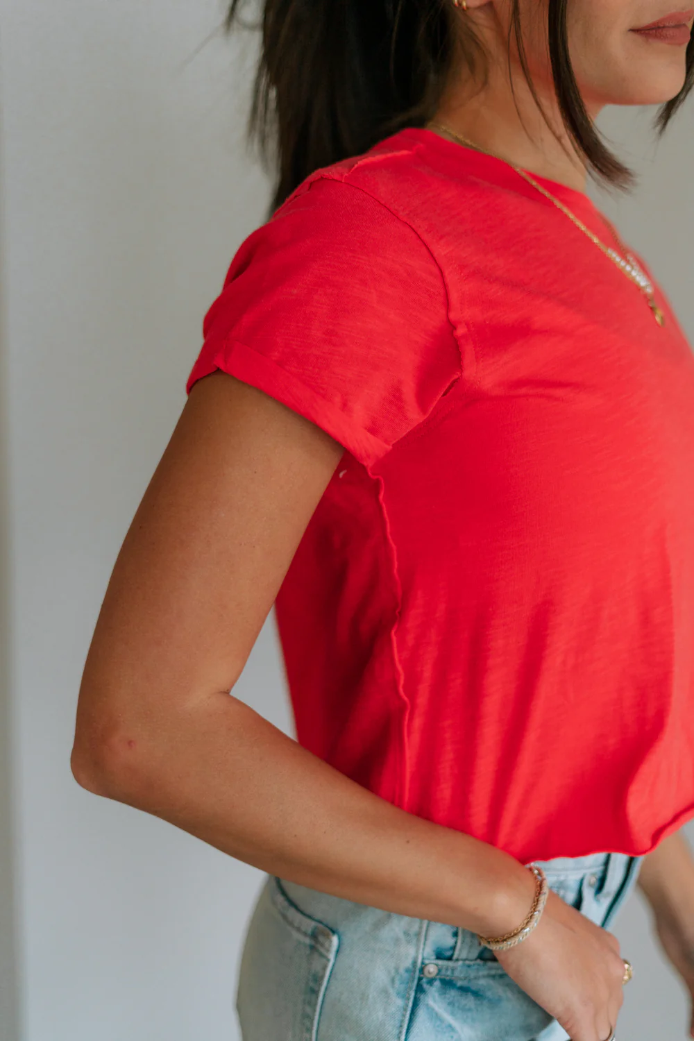 Evie Red Coral Short Sleeve Top - Image 4