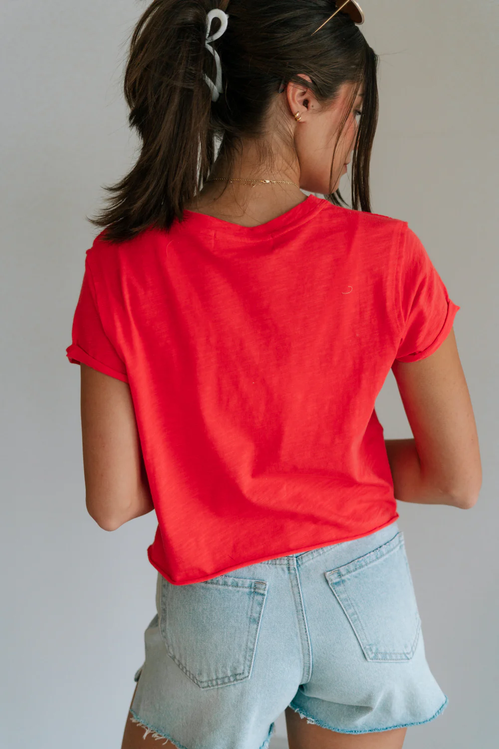 Evie Red Coral Short Sleeve Top - Image 6