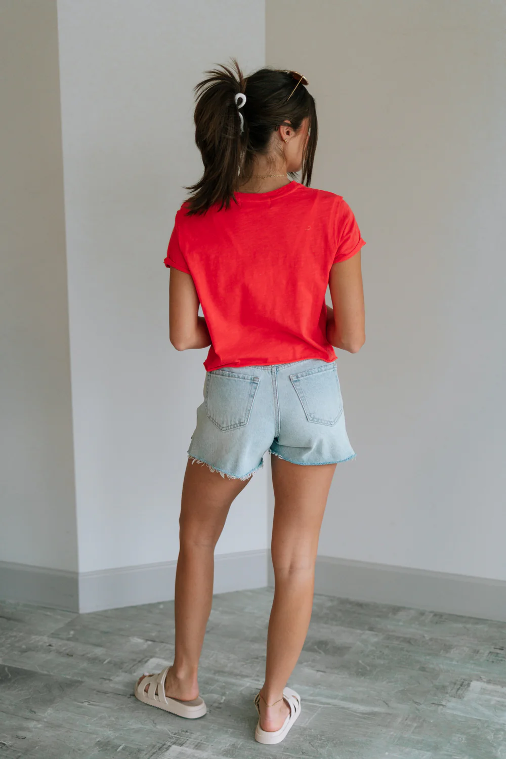 Evie Red Coral Short Sleeve Top - Image 7