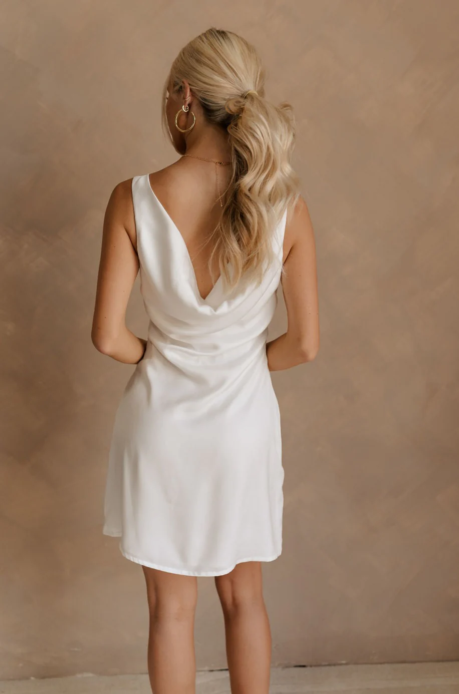 Evie White Satin Rosette Mini Dress - Image 14