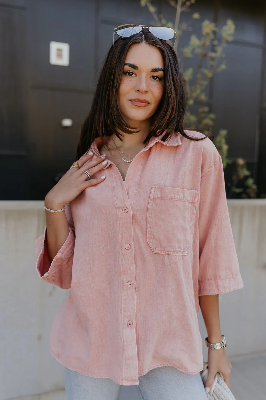 Ezra Soft Pink Button-Up Top - Image 7