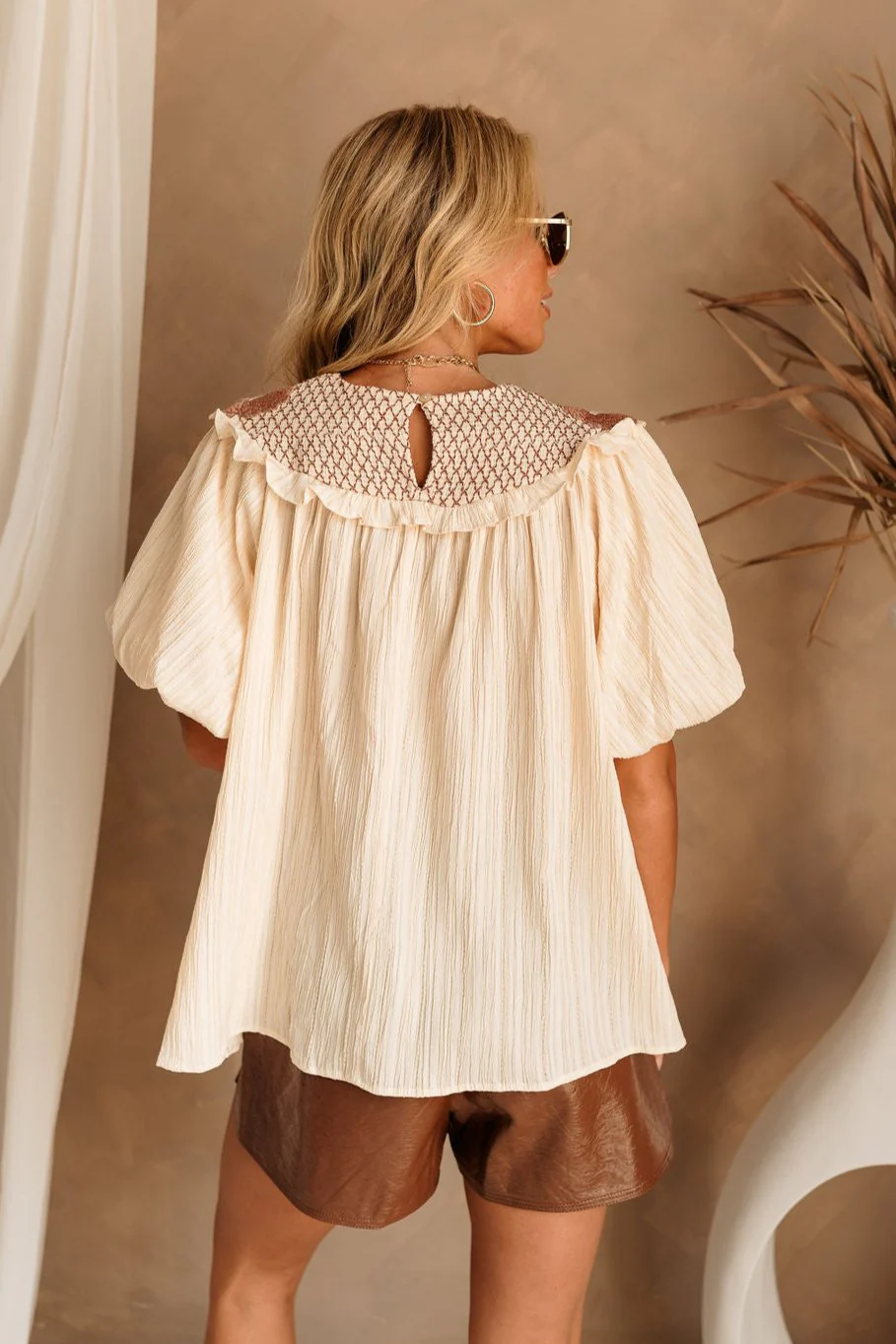 Farrah Embroidered Puff Sleeve Top - Image 5