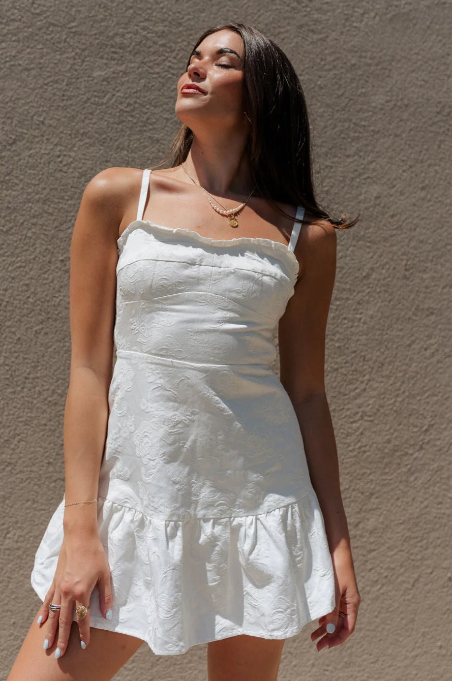 Faye White Floral Ruffle Mini Dress - Image 2
