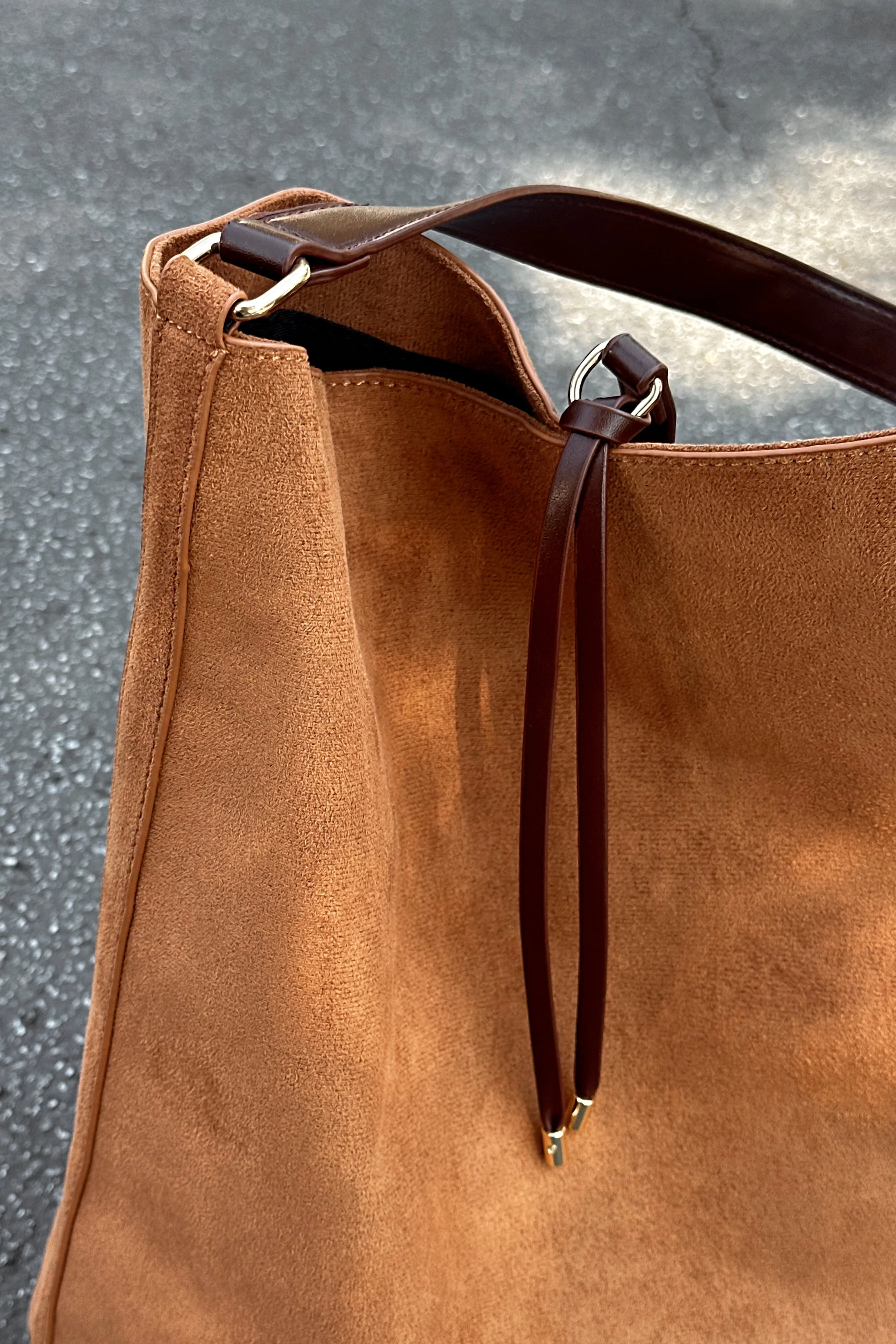 Felicity Cognac Suede & Leather Tote Purse - Image 2