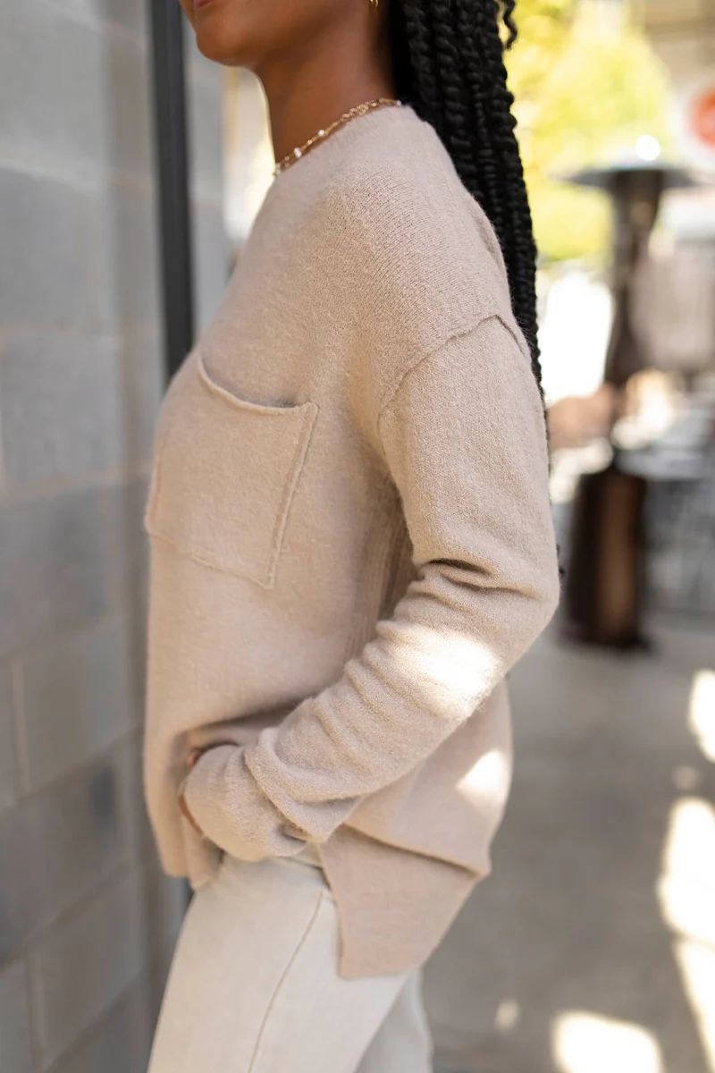 Fireside Feels Sweater in Beige - Image 3