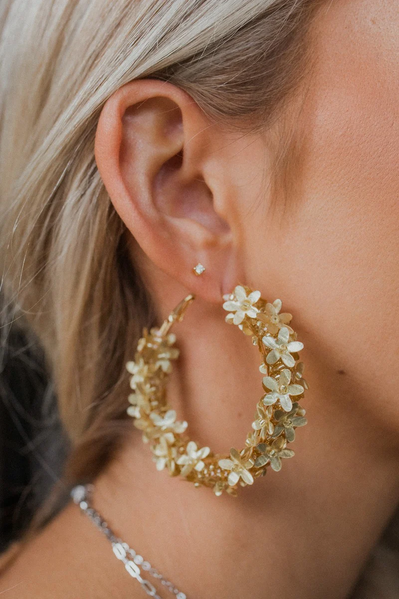 Flower Fantasy Gold Earrings - Image 2