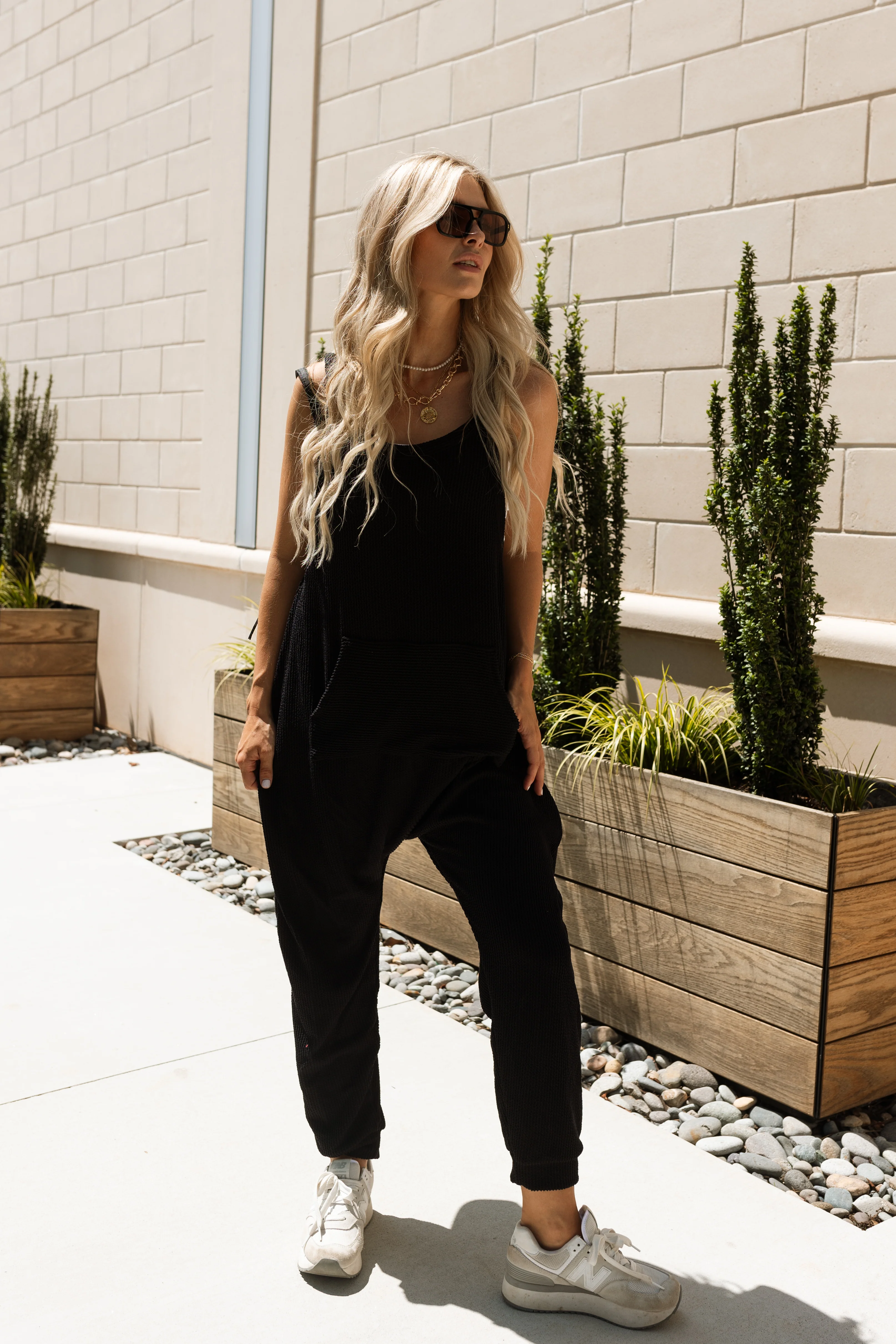 Freya Black Ribbed Sleeveless Jumpsuit - Image 2
