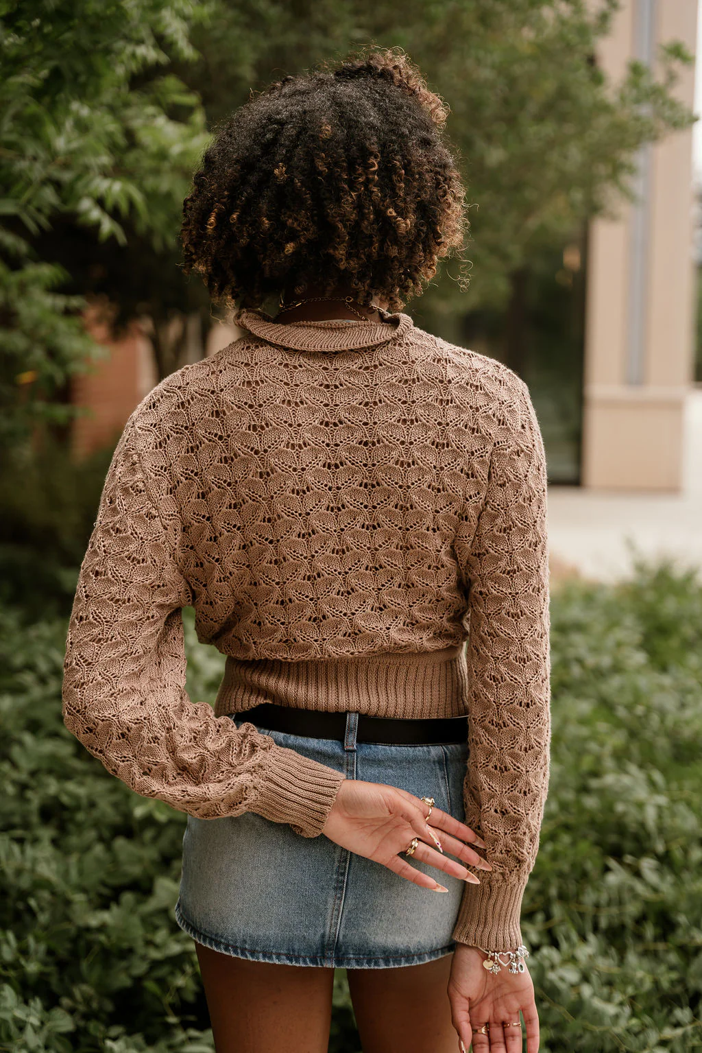 Freya Brown Knit Drawstring Sweater - Image 4