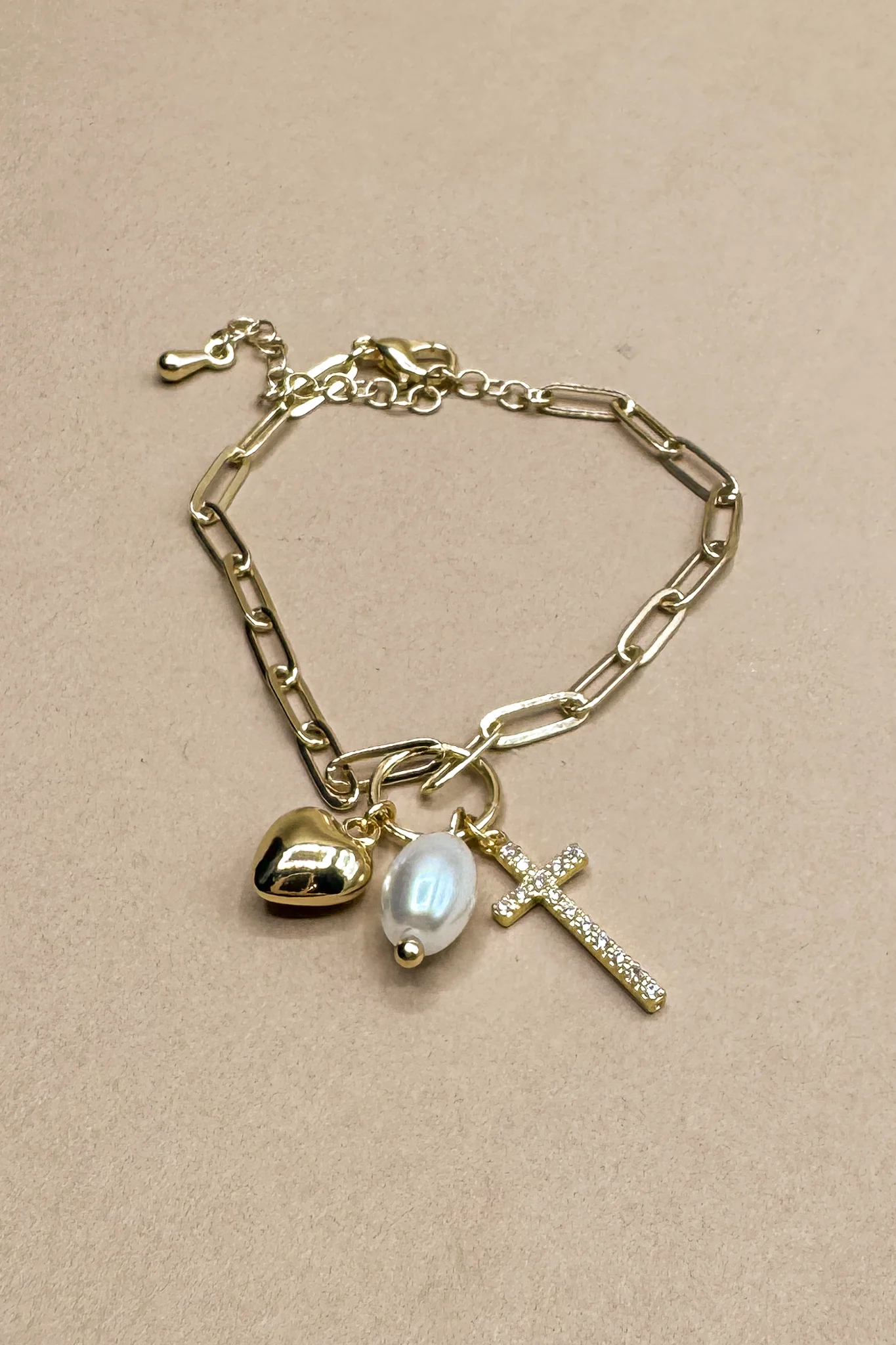 Freya Gold Chain & Charm Adjustable Bracelet