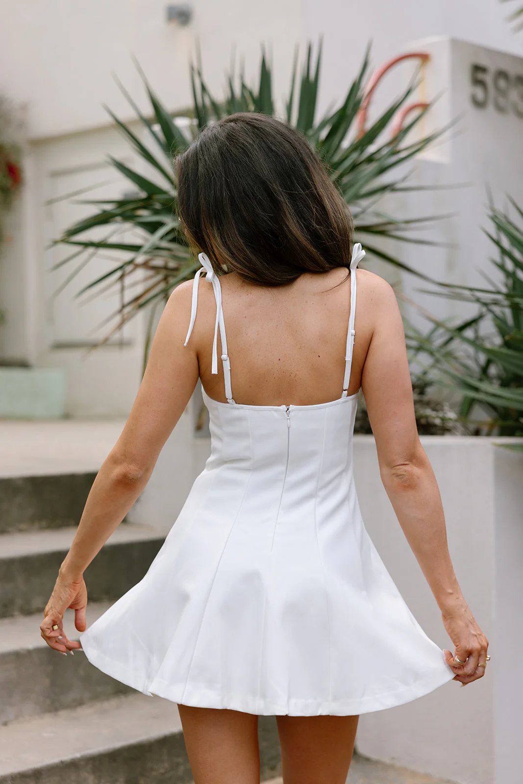 Freya White Flare Mini Dress - Image 4