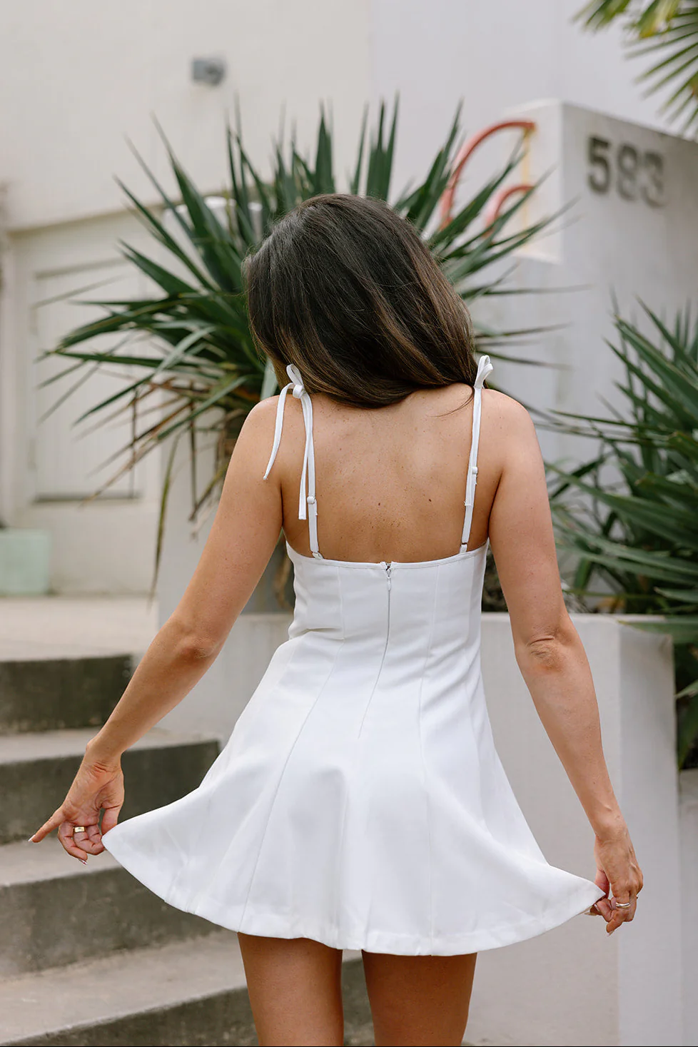 Freya White Flare Mini Dress - Image 8